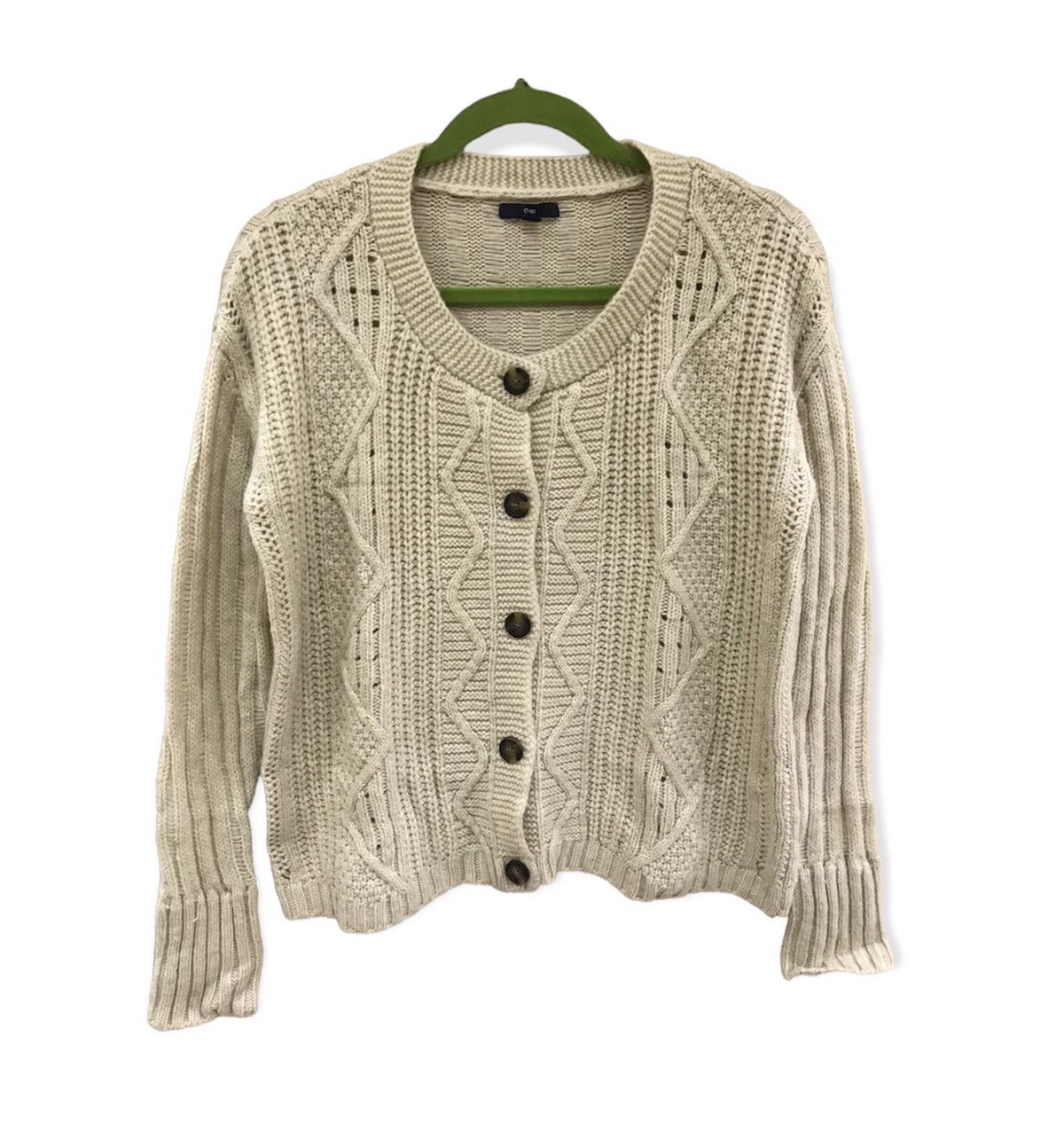 image of Aran Isles Knitwear x Coloured Cable Knit Sweater Gap Coloured Cable Knit Sweater (Size Small)