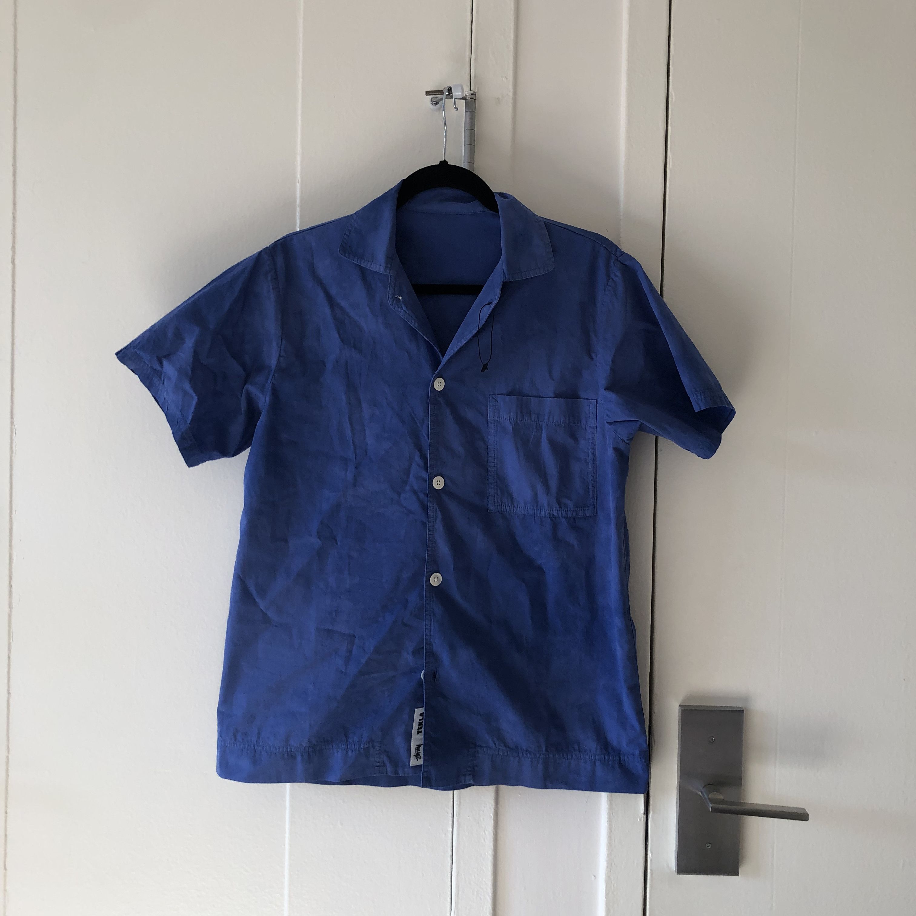 image of Stussy x Tekla Dyed Camp Collar Shirt in Blue, Men's (Size Small)