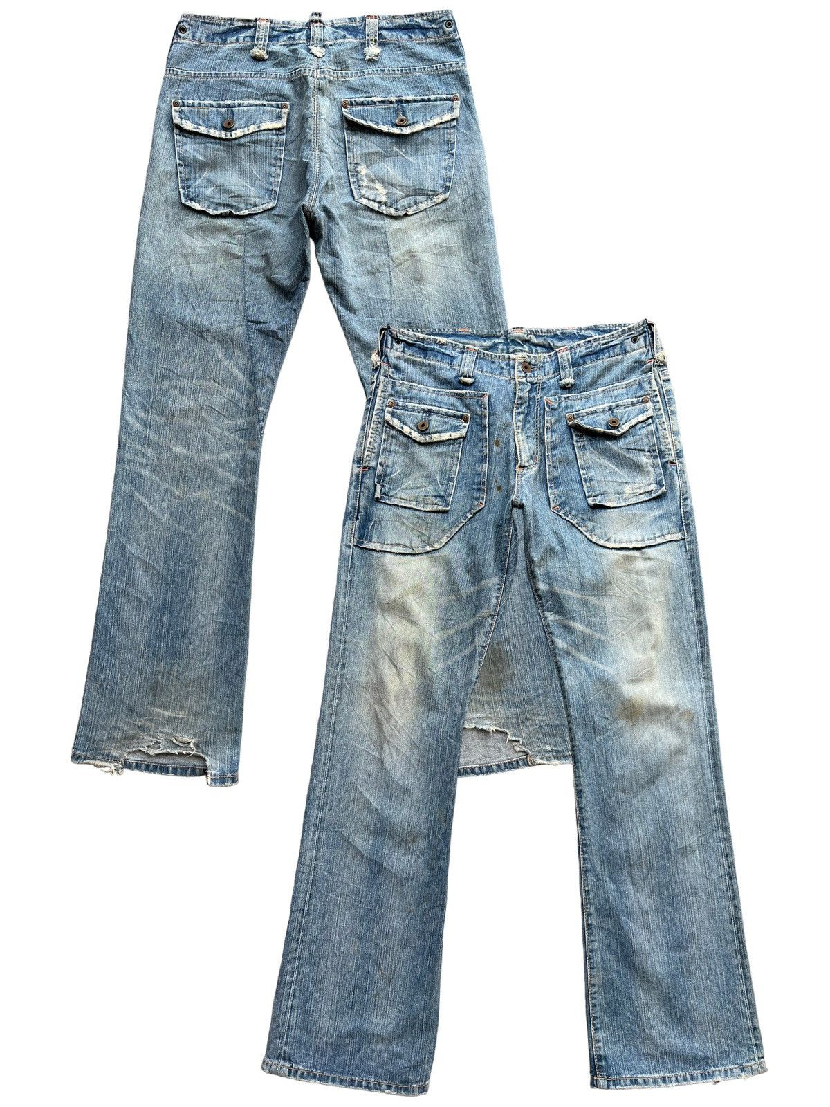 image of Distressed Denim x Edwin Vintage Edwin Multipocket Bush Pants Bondage Jeans 33X34 in Blue Rusted