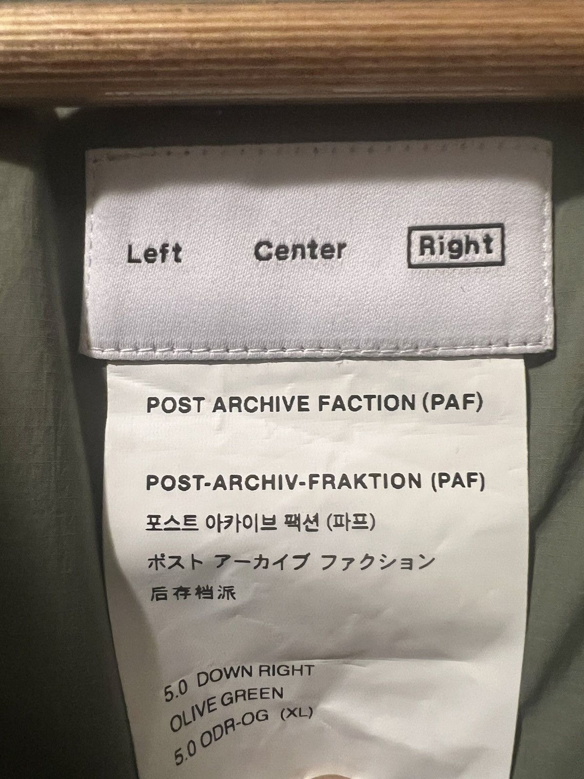 POST ARCHIVE FACTION (PAF) Post Archive Faction (paf) 5.0 right down jacket Size US XL / EU 56 / 4 - 6 Thumbnail
