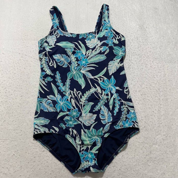 Lands End Lands' End 14 Blue Sealily Floral One Piece Swimsuit Grailed
