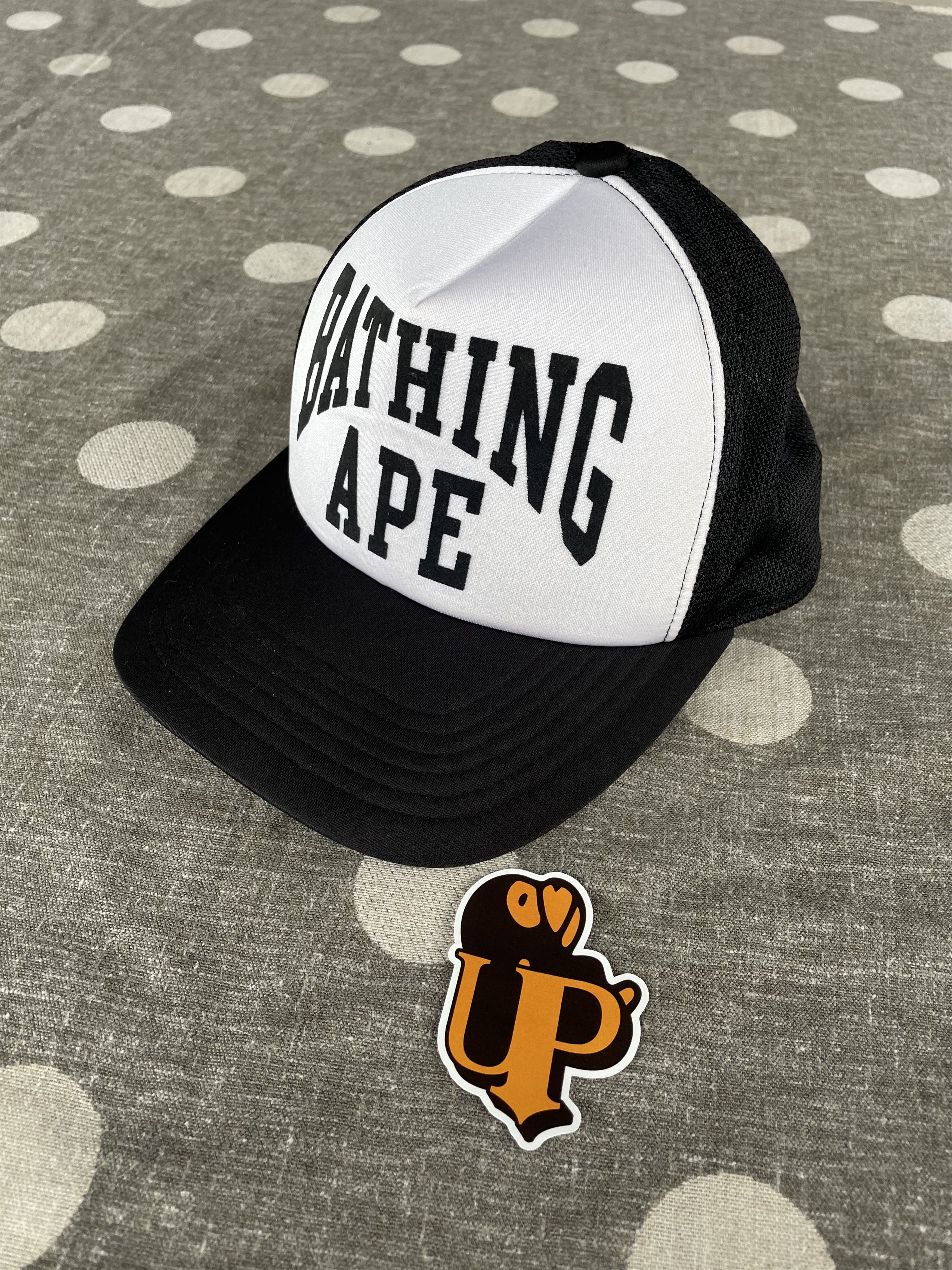 image of Og Bape Bathing Ape Logo Trucker Cap in Black, Men's