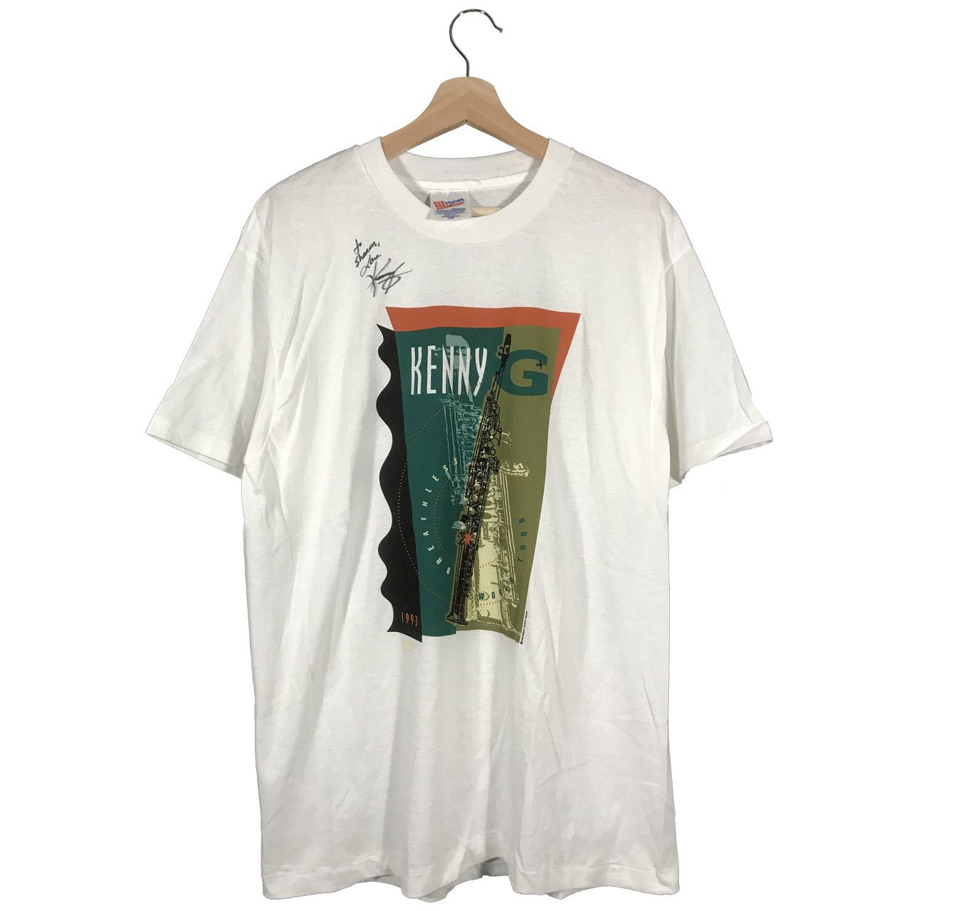 Band Tees Vintage 1993 Signed Kenny G tour tee white Size US L / EU 52-54 / 3 - 1 Thumbnail