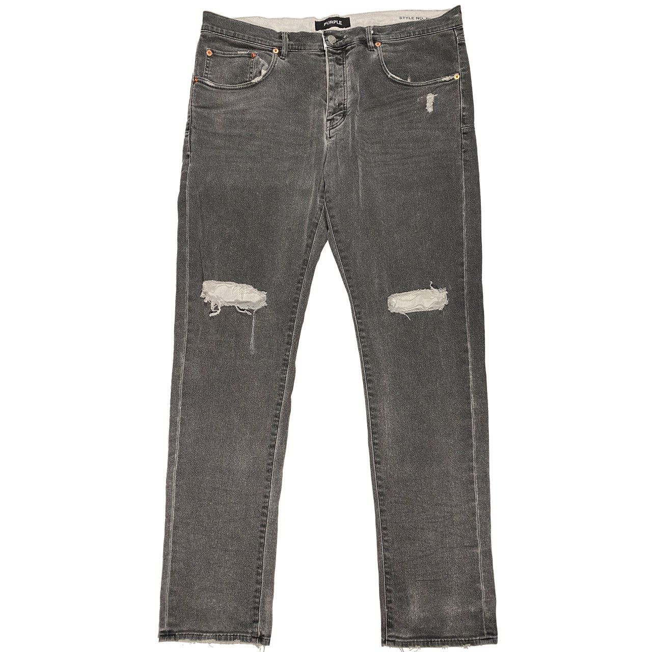 image of Purple Pre-Distressed P001-36 Slim Fit Jeans Gray 38X34 in Grey, Men's