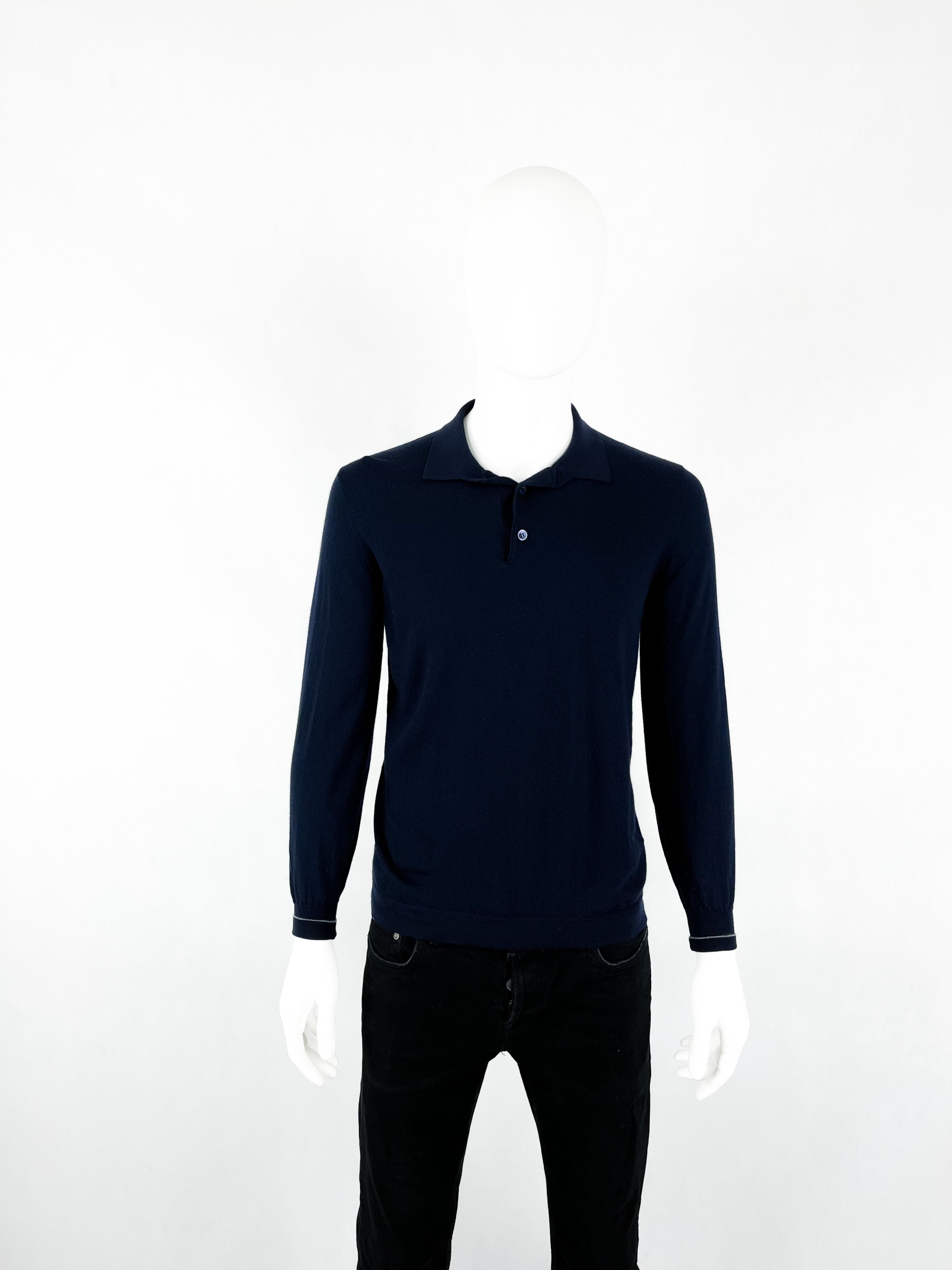 image of Brunello Cucinelli Navy Cashmere Sweater Jumper, Men's (Size Medium)