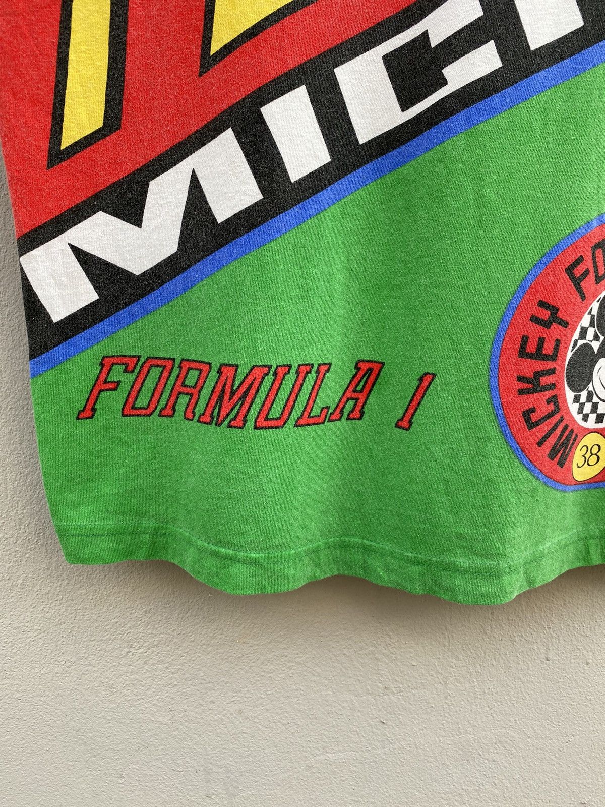 Mickey Mouse × Sports Specialties 💥RARE!90s Mickey Race Team FORMULA1 Multicolor Alloverprint Size US L / EU 52-54 / 3 - 7 Thumbnail