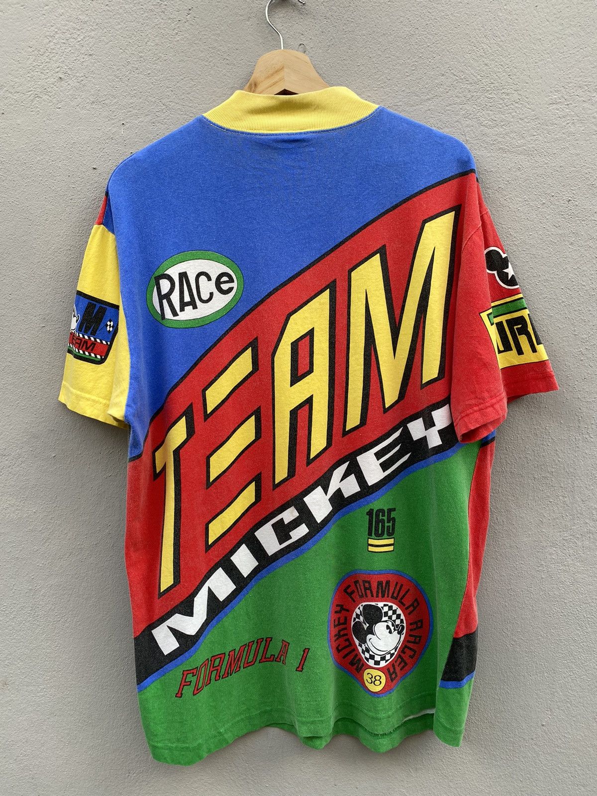 Mickey Mouse × Sports Specialties 💥RARE!90s Mickey Race Team FORMULA1 Multicolor Alloverprint Size US L / EU 52-54 / 3 - 13 Thumbnail