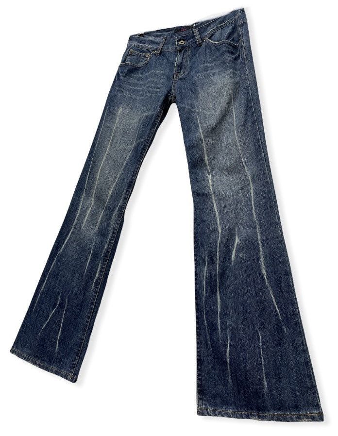 MIDAS Punk Flare Clawmark Distressed Denim Pants