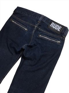 XXX Rude Jeans Men 40x32 Red Skinny Stretch Denim Pants 5 Pocket Straight  EUC