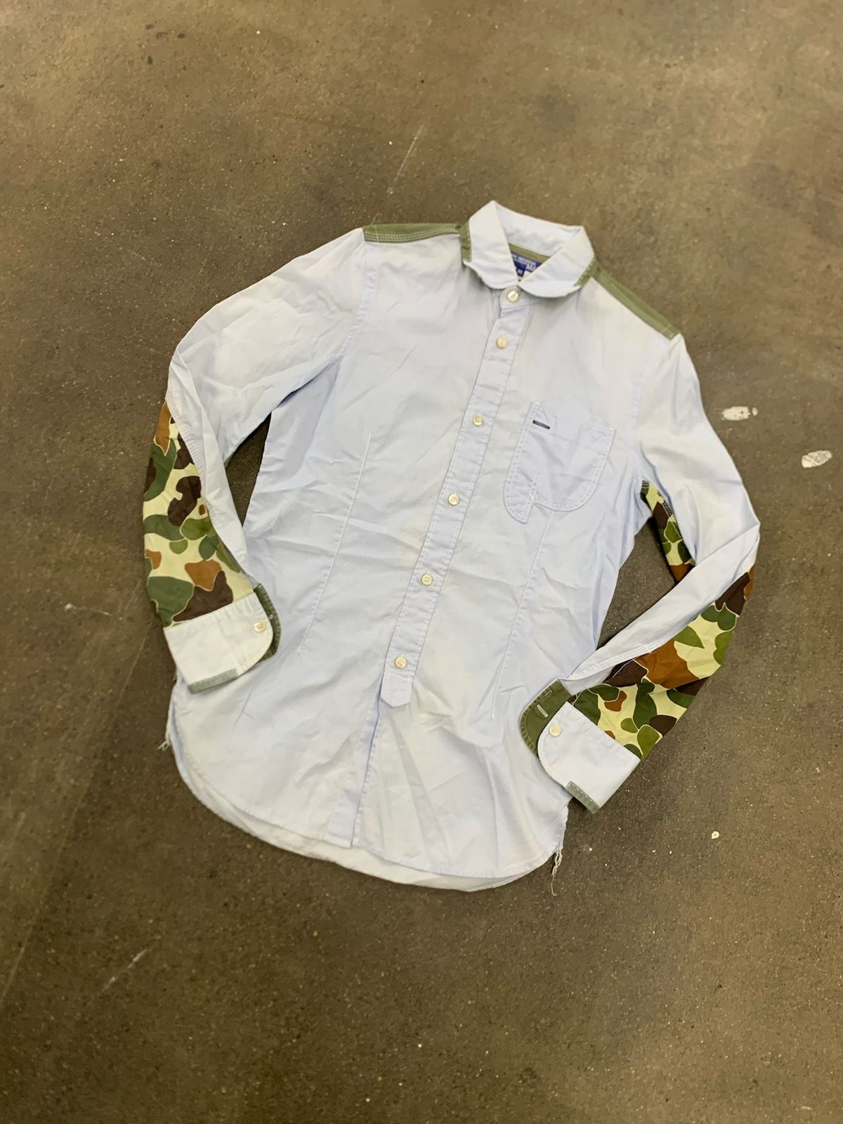 Pre-owned Comme Des Garcons X Junya Watanabe Commes Des Garçon X Junya Watanabe Camo Patchwork Shirt In Blue