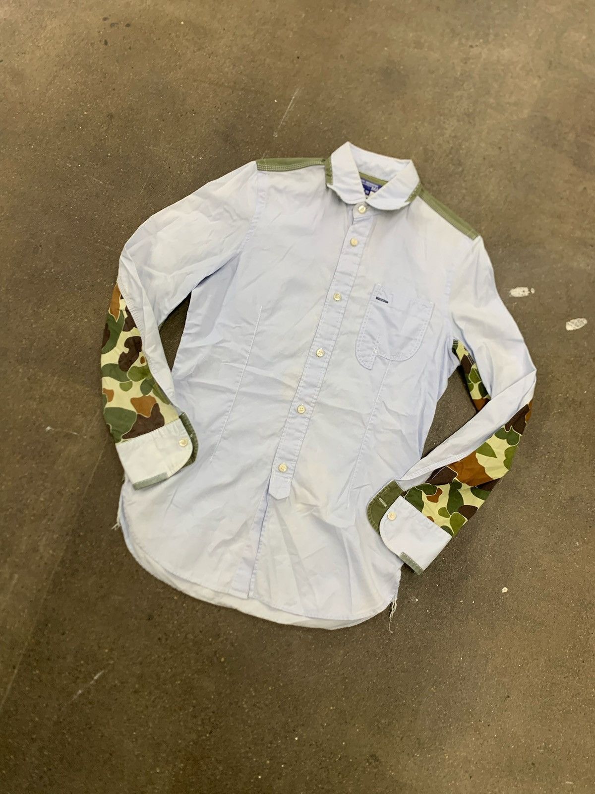 image of Comme Des Garcons x Junya Watanabe Commes Des Garçon X Junya Watanabe Camo Patchwork Shirt in Blue 
