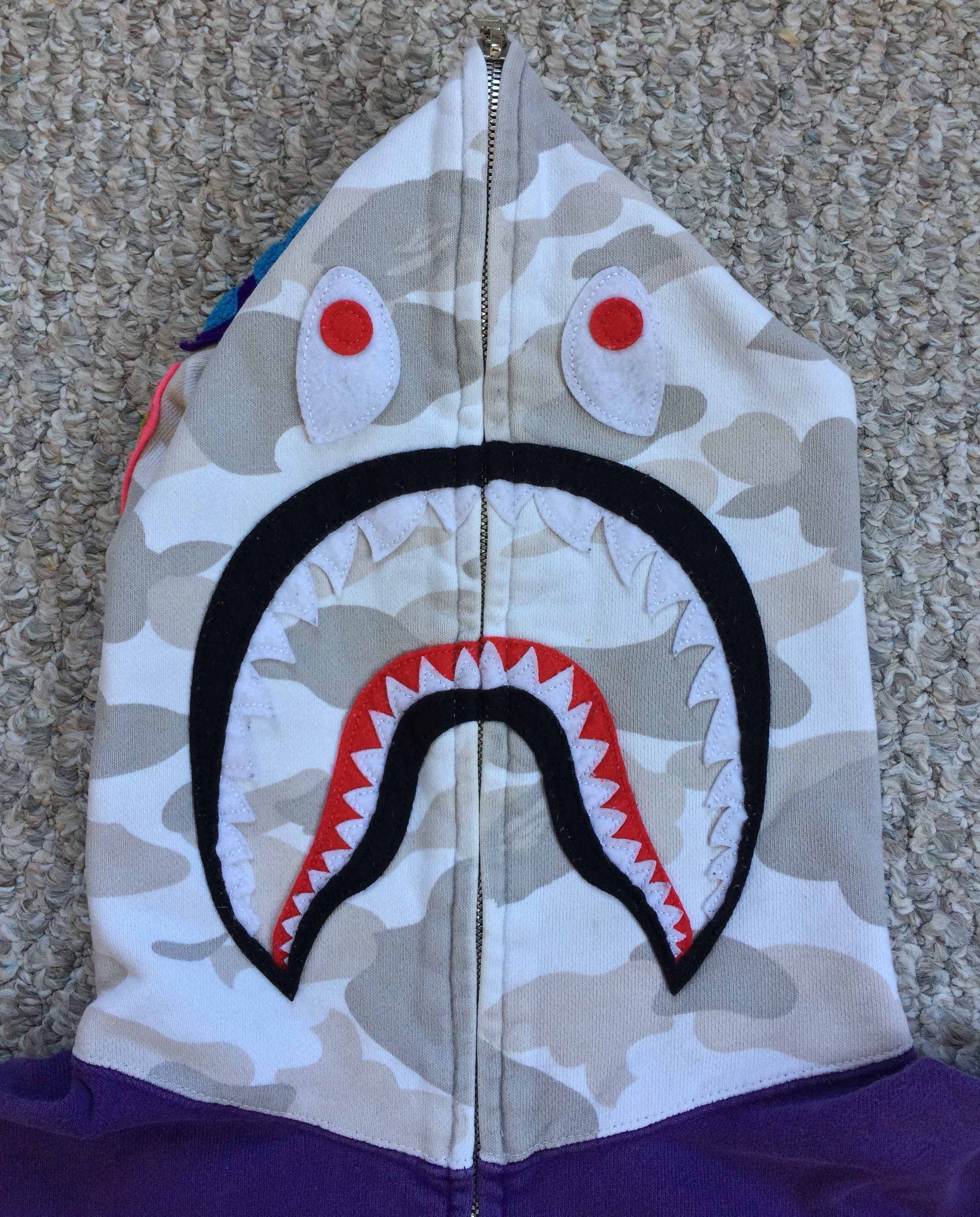 Bape S/S 2006 Bape Purple Camo Shark Hoodie Size US M / EU 48-50 / 2 - 2 Thumbnail