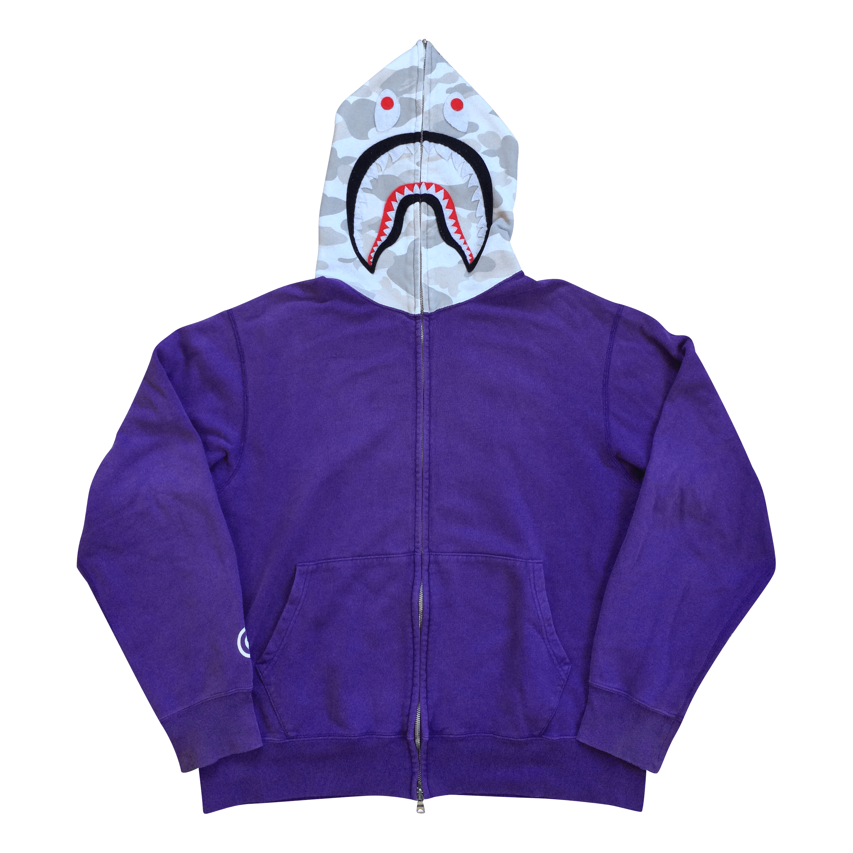Bape S/S 2006 Bape Purple Camo Shark Hoodie Size US M / EU 48-50 / 2 - 1 Thumbnail