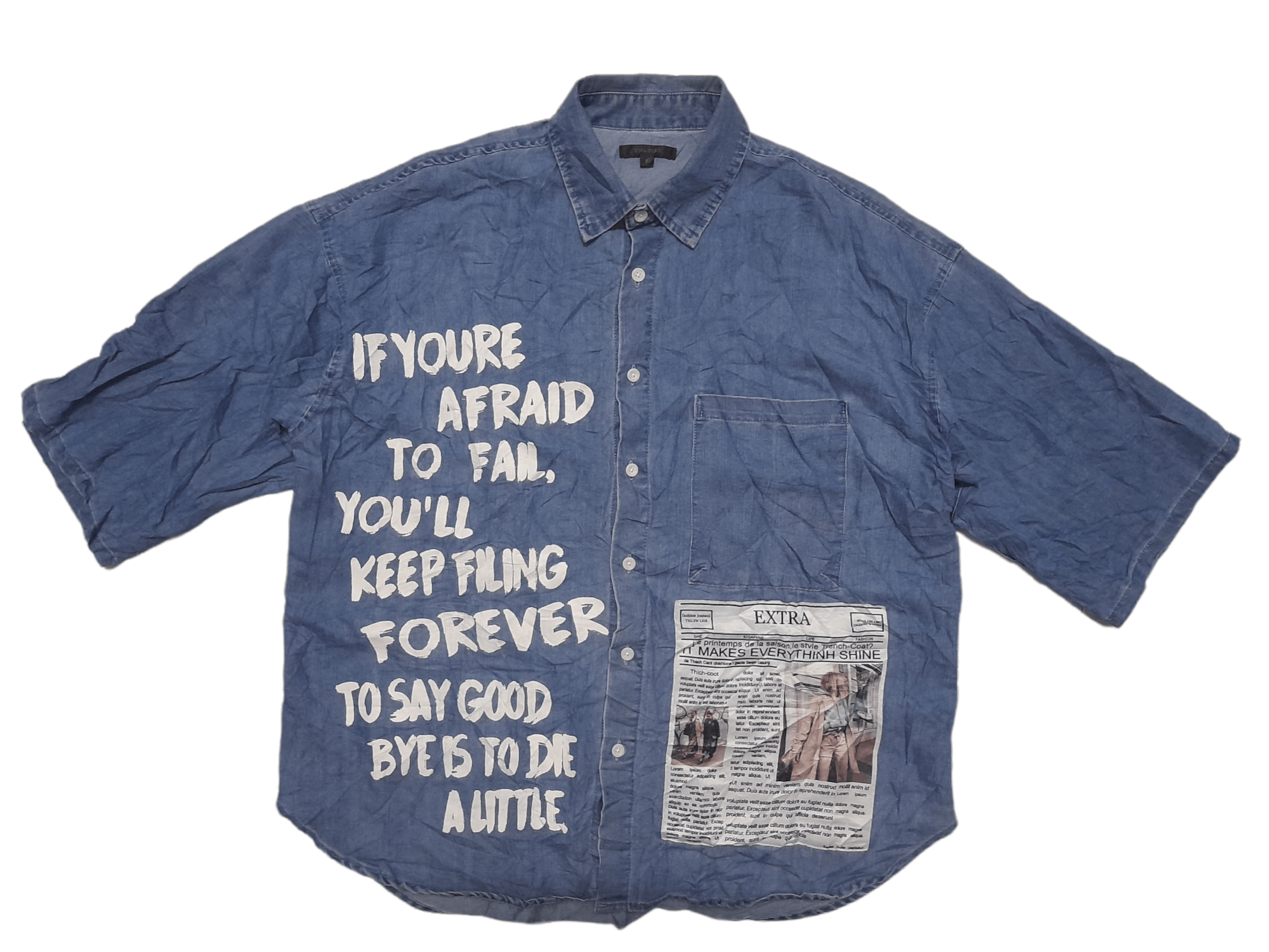 Japanese Brand Bike Star Japan Peom Denim Shirt Punk (E72) Size US L / EU 52-54 / 3 - 3 Thumbnail
