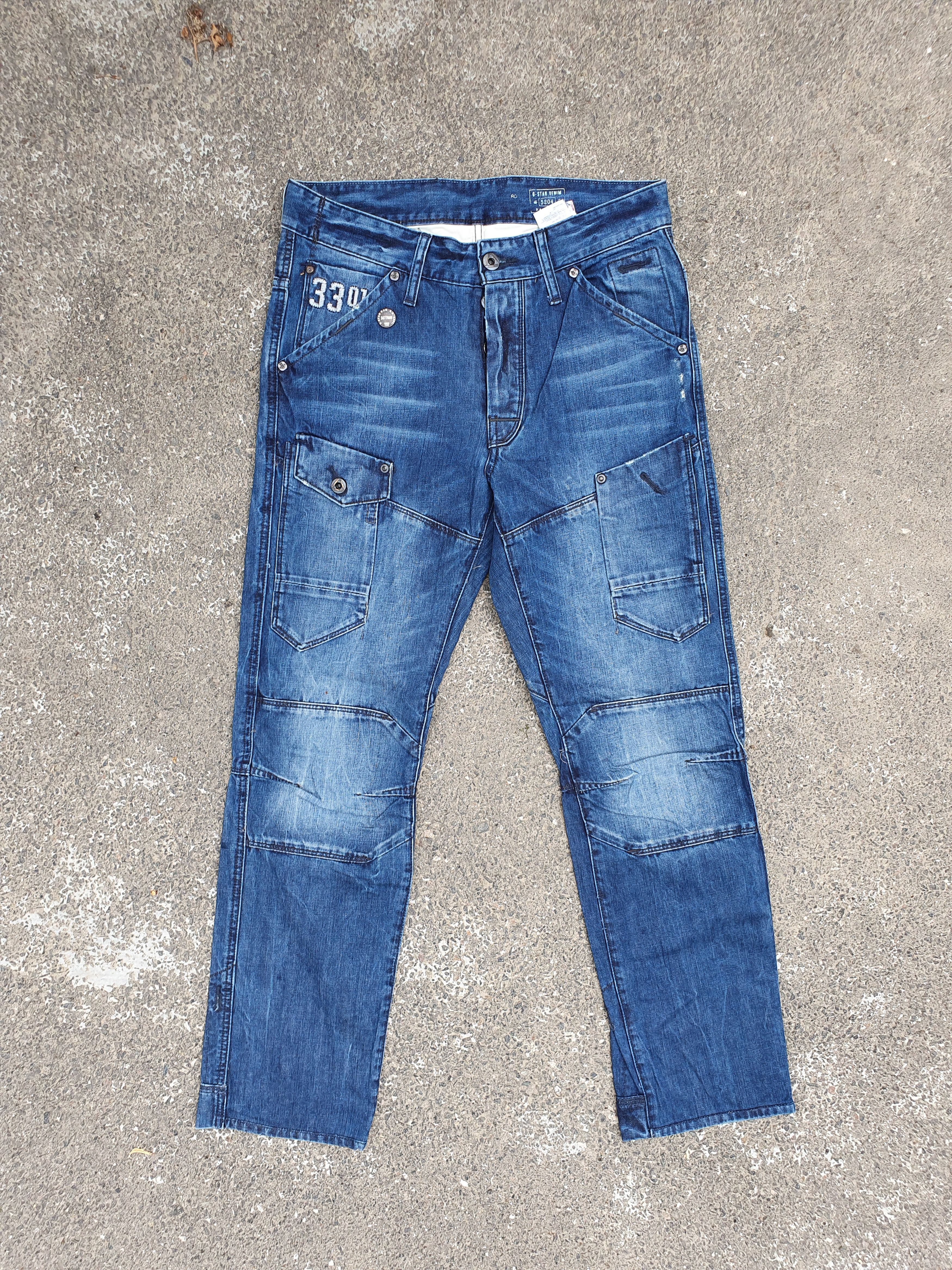 G-Star Rare Double Knee Gstar Biker Tapered Jeans Logo Size US 31 - 2 Thumbnail