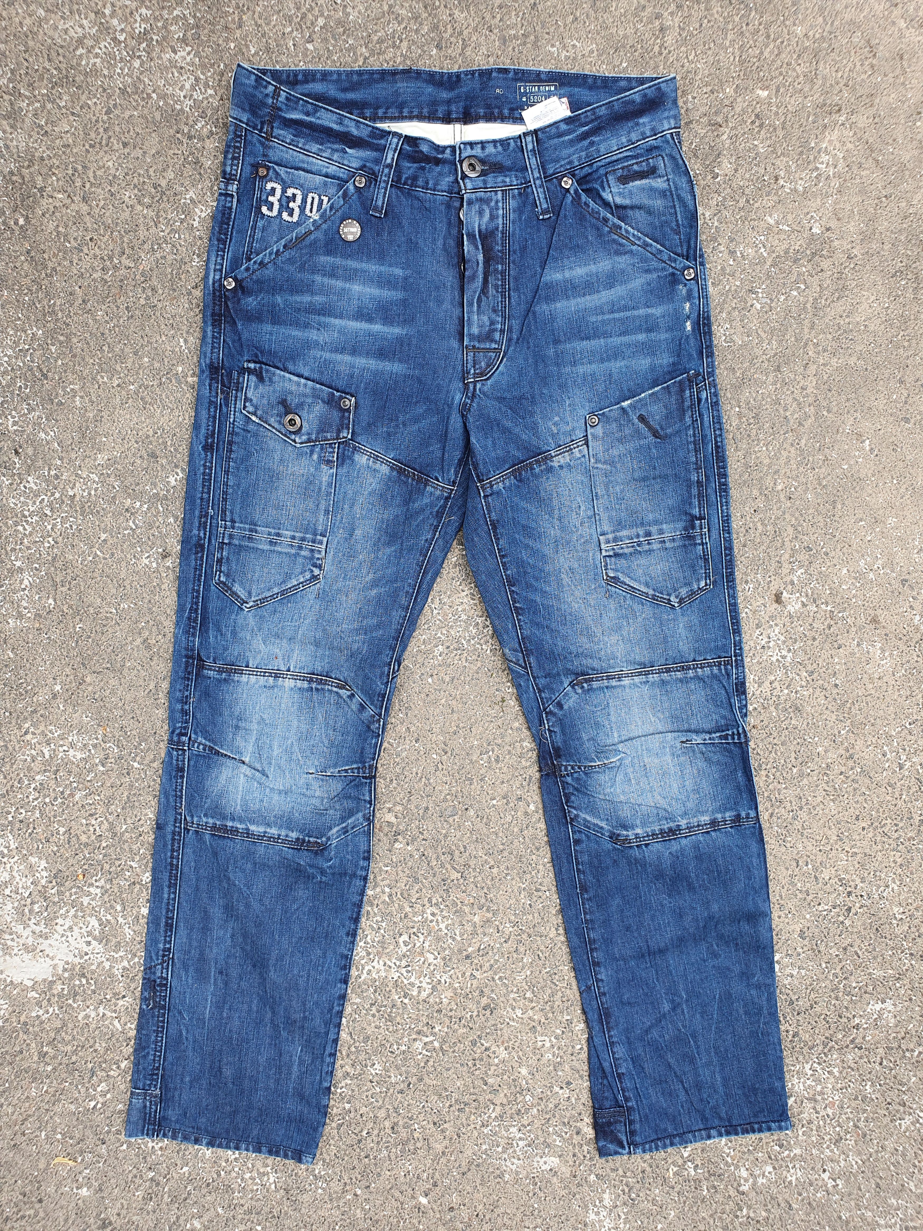 G-Star Rare Double Knee Gstar Biker Tapered Jeans Logo Size US 31 - 10 Thumbnail