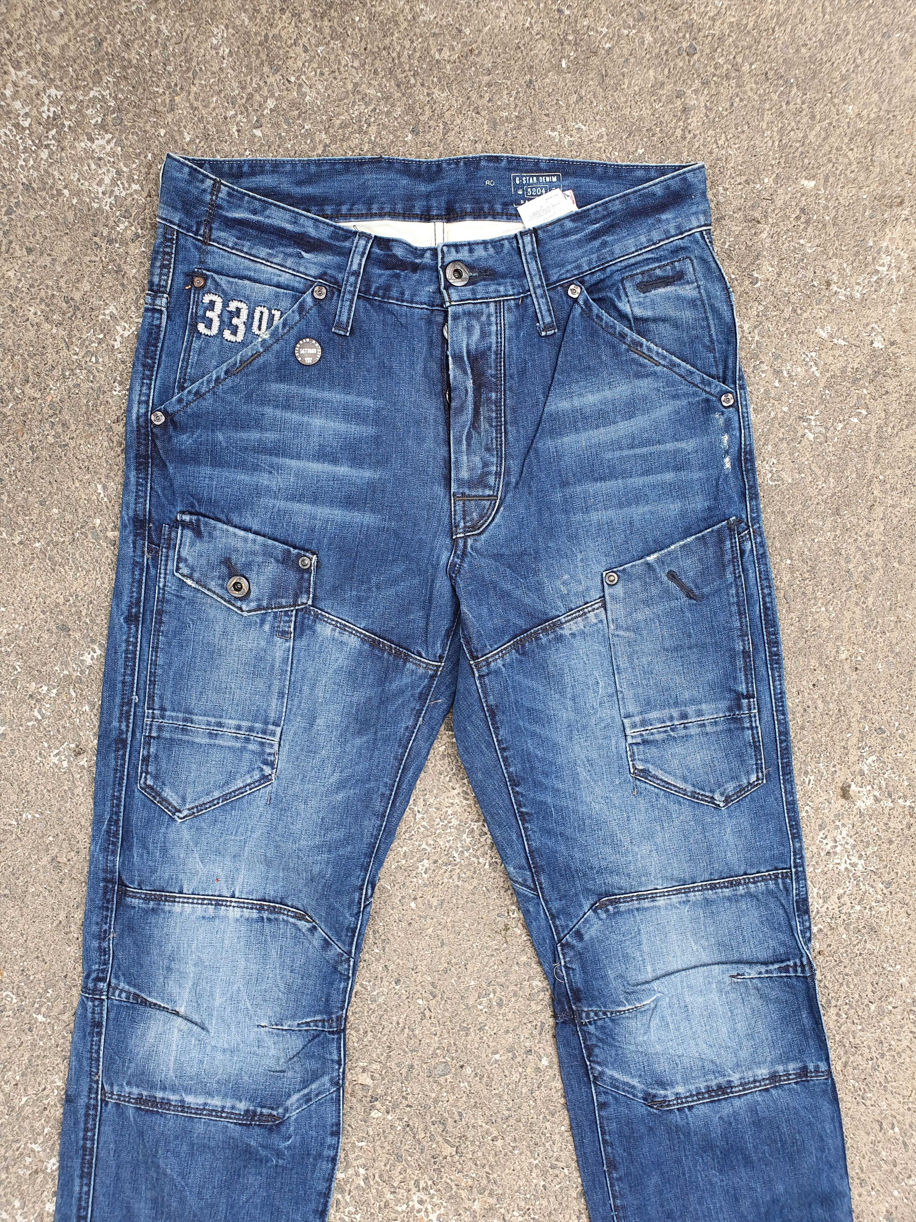G-Star Rare Double Knee Gstar Biker Tapered Jeans Logo Size US 31 - 3 Thumbnail
