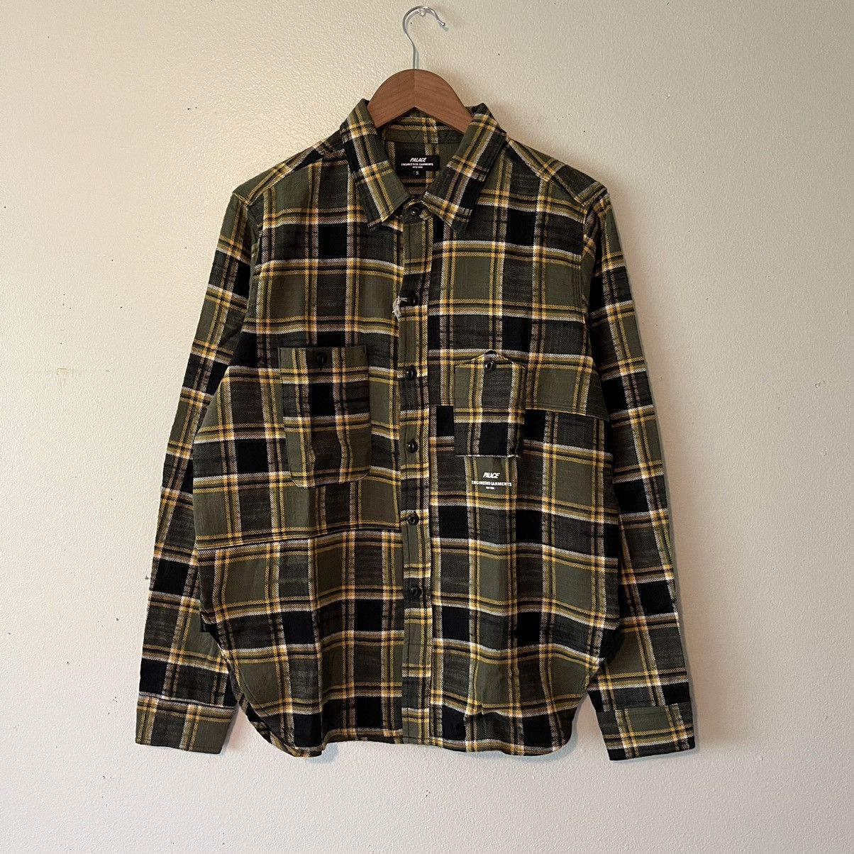 image of Engineered Garments x Palace Panel Check Work Shirt in Green, Men's (Size Small)