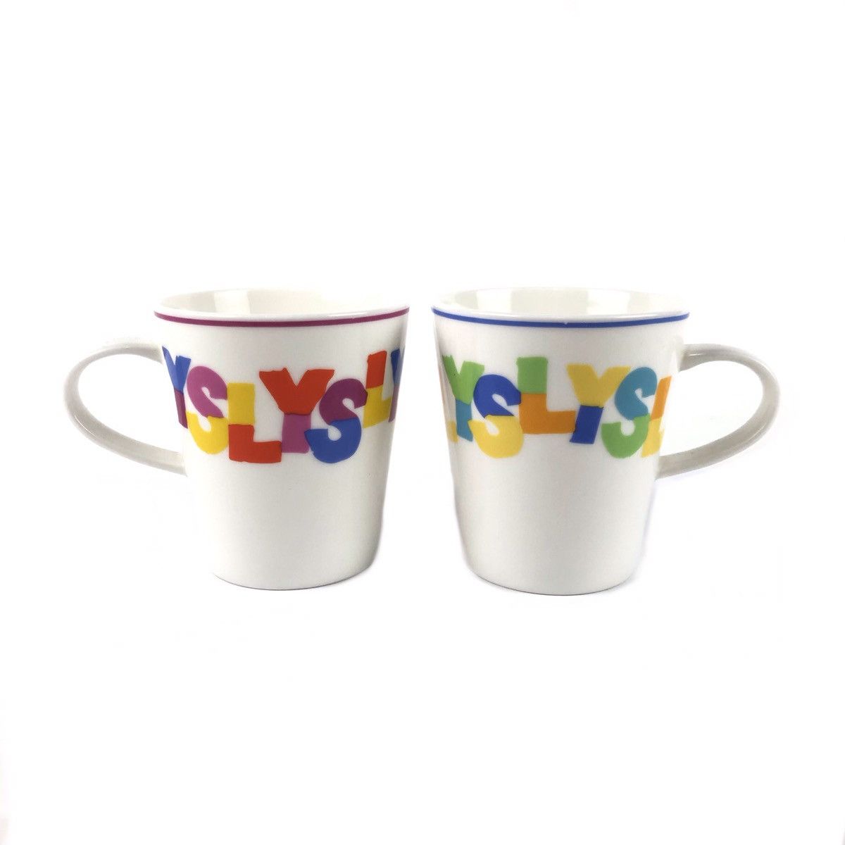 Vintage YSL YVES SAINT LAURENT Multicolor Mug Ceramic Set