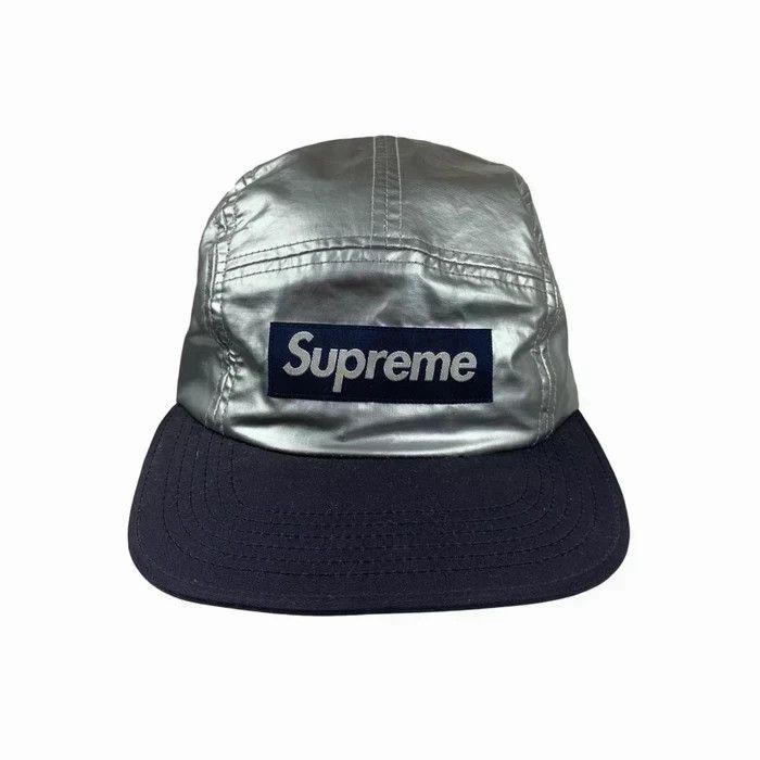 Supreme Supreme Silver/Navy Box Logo Hat Size ONE SIZE - 2 Thumbnail