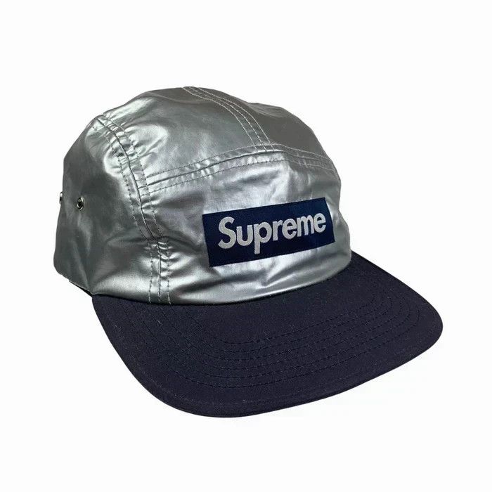 Supreme Supreme Silver/Navy Box Logo Hat Size ONE SIZE - 1 Thumbnail