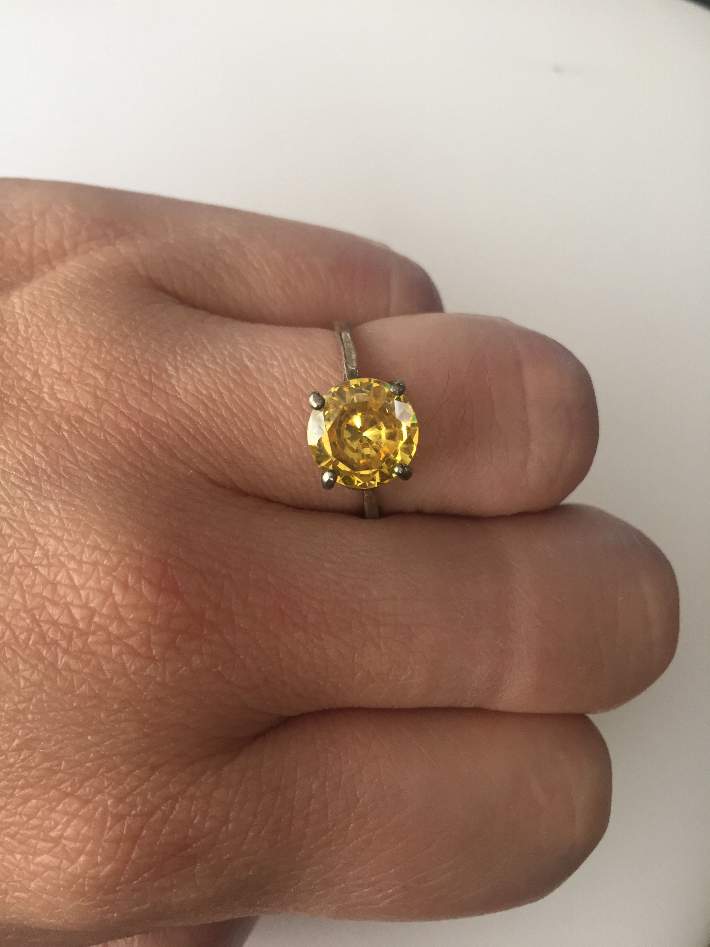 Jewelry Yellow CZ Tibetan Silver Ring - Size 6.75 Size ONE SIZE - 3 Thumbnail