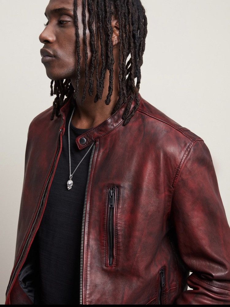 John Varvatos Reyes sheepskin slim fit racer jacket. Small Size US S / EU 44-46 / 1 - 3 Thumbnail