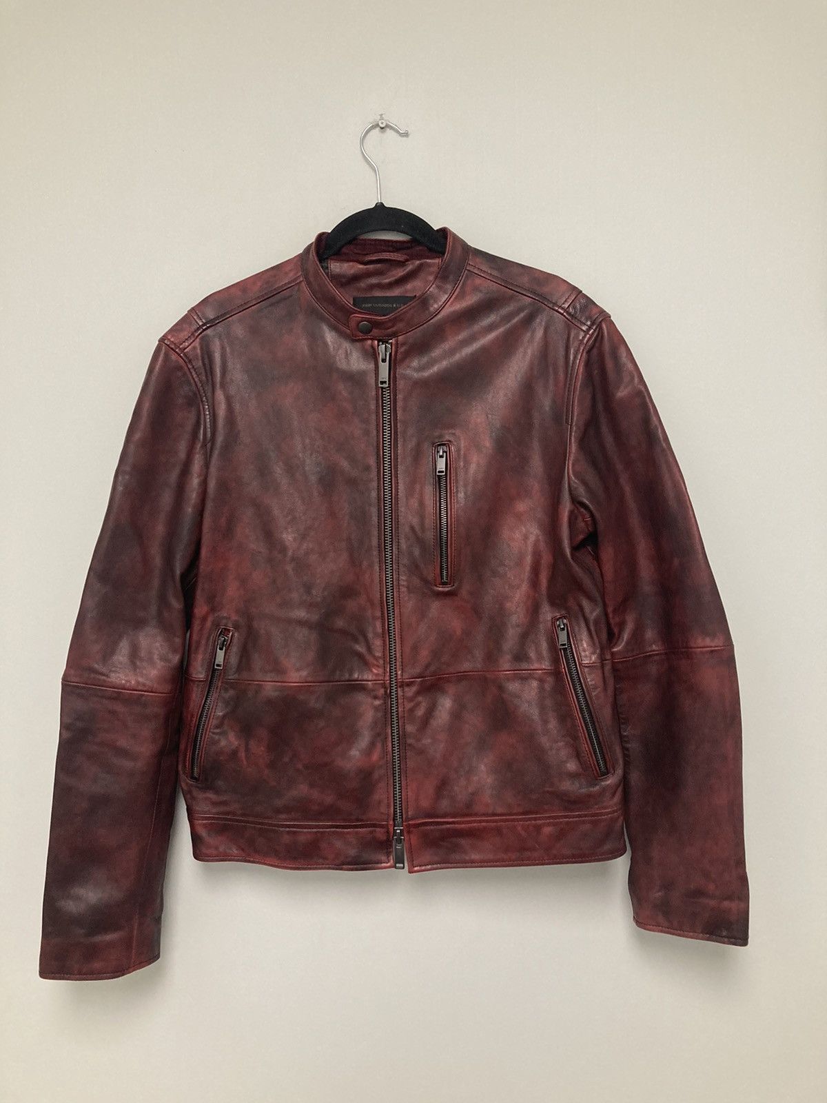 John Varvatos Reyes sheepskin slim fit racer jacket. Small Size US S / EU 44-46 / 1 - 9 Thumbnail