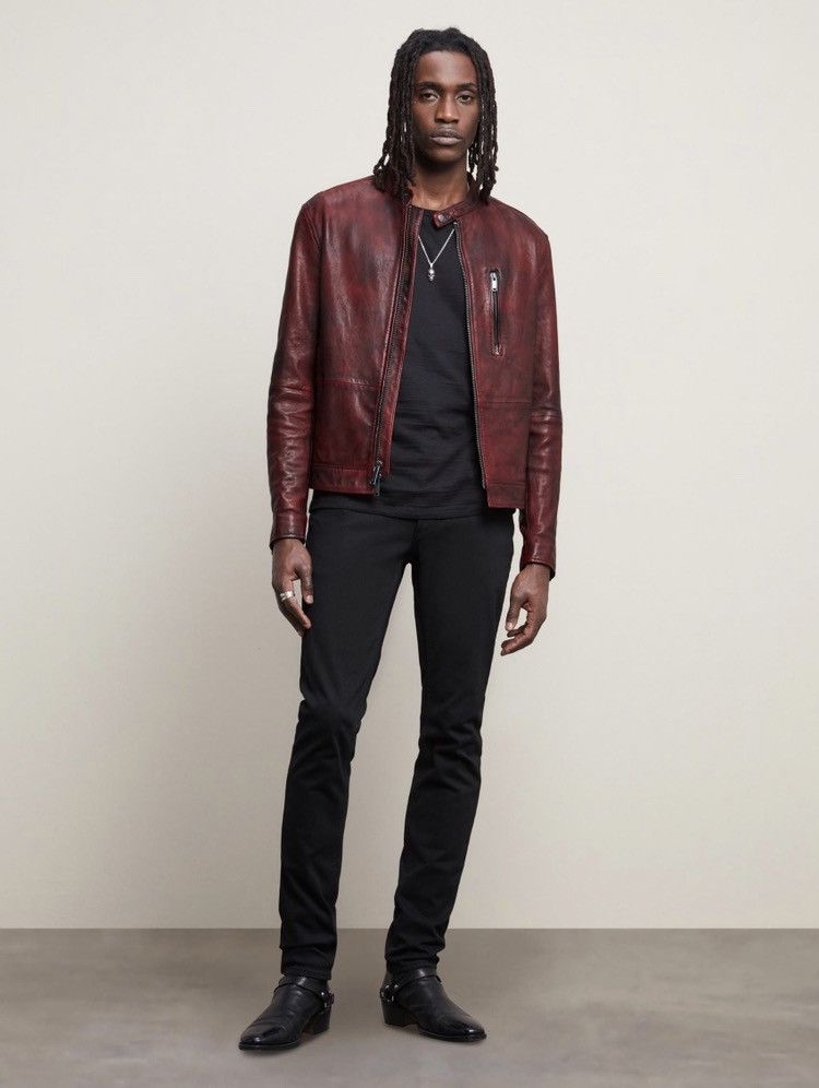 John Varvatos Reyes sheepskin slim fit racer jacket. Small Size US S / EU 44-46 / 1 - 2 Thumbnail