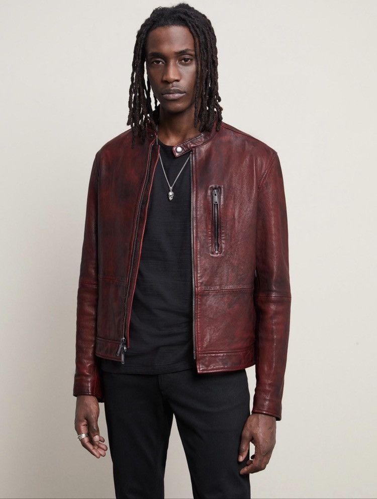 Reyes sheepskin slim fit racer jacket. SMALL