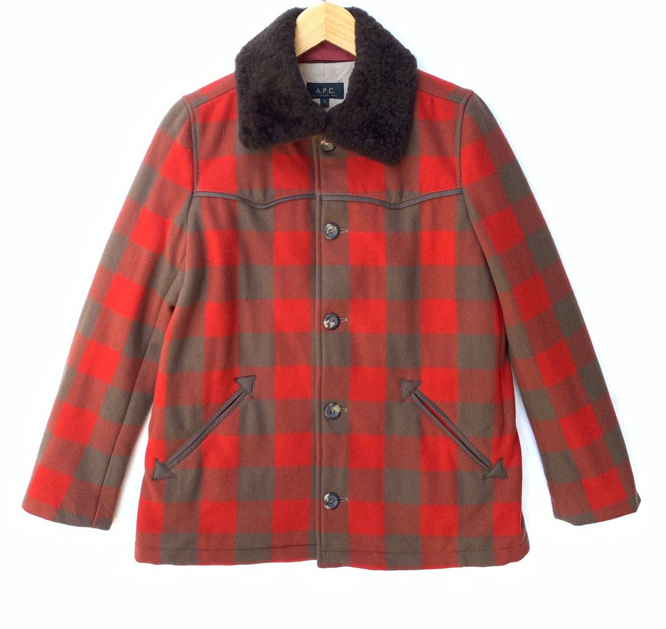 A.P.C. × Vintage 🔥A.P.C Rue Tartan Plaid Wool Western Jacket (Removable Fur) Size US S / EU 44-46 / 1 - 1 Thumbnail