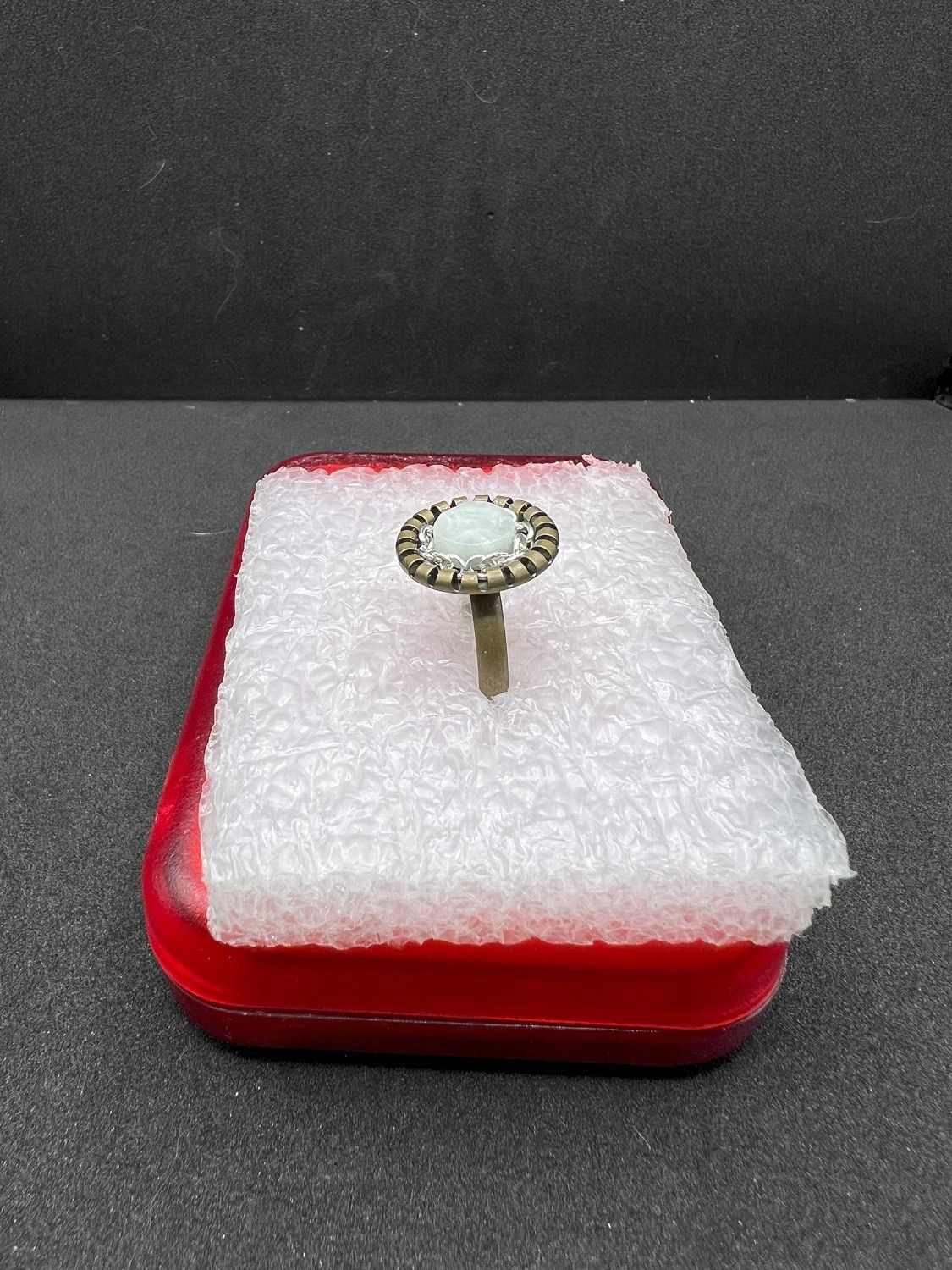 Handmade Coin Jade Bronze Ring with chain - Size 6.5 Size ONE SIZE - 2 Thumbnail