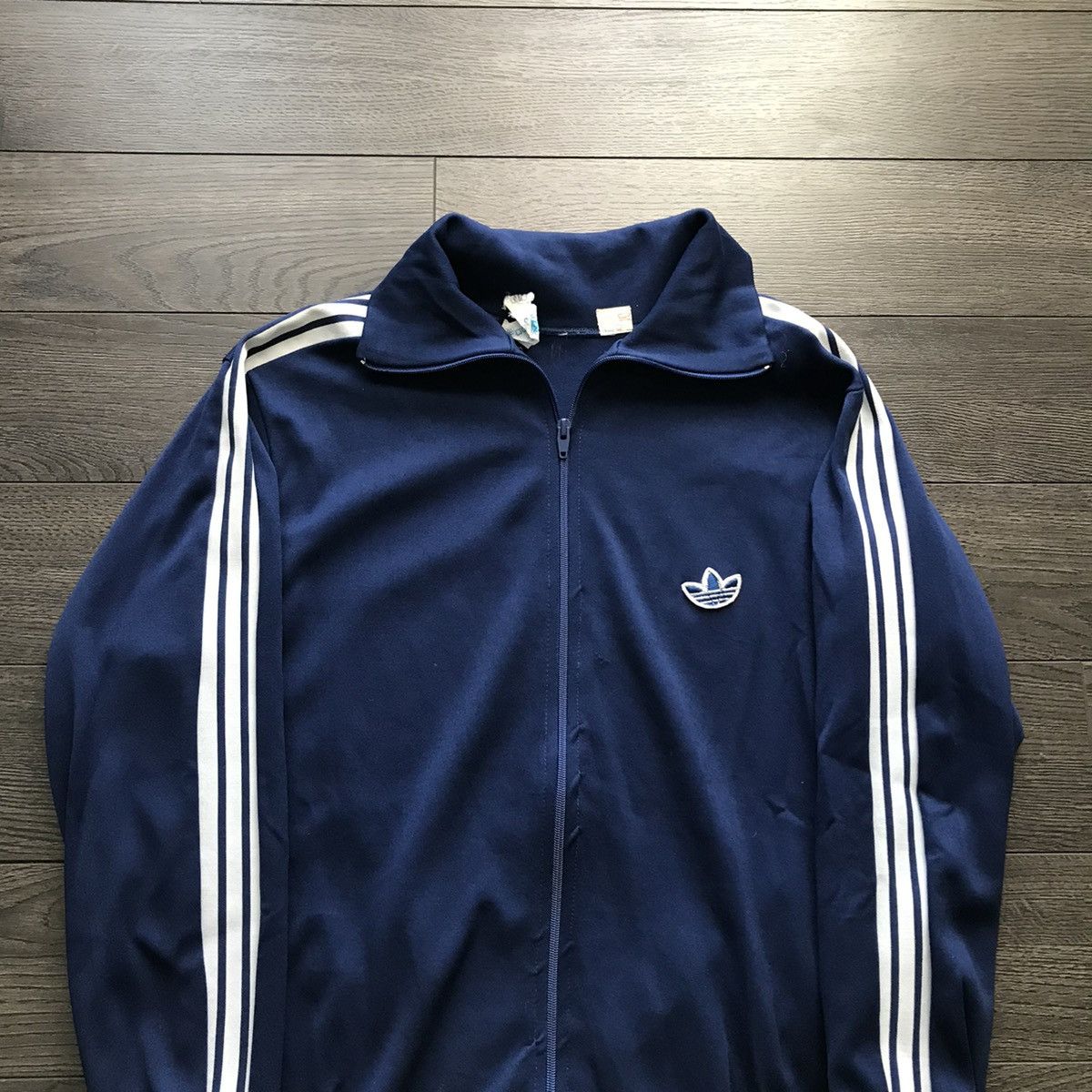 Vintage 80'S adidas track jacket, size M for men polyester white type Vintage Second Hand