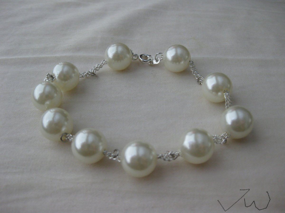 Handmade Freshwater pearl beads chain Bracelet Size ONE SIZE - 2 Thumbnail