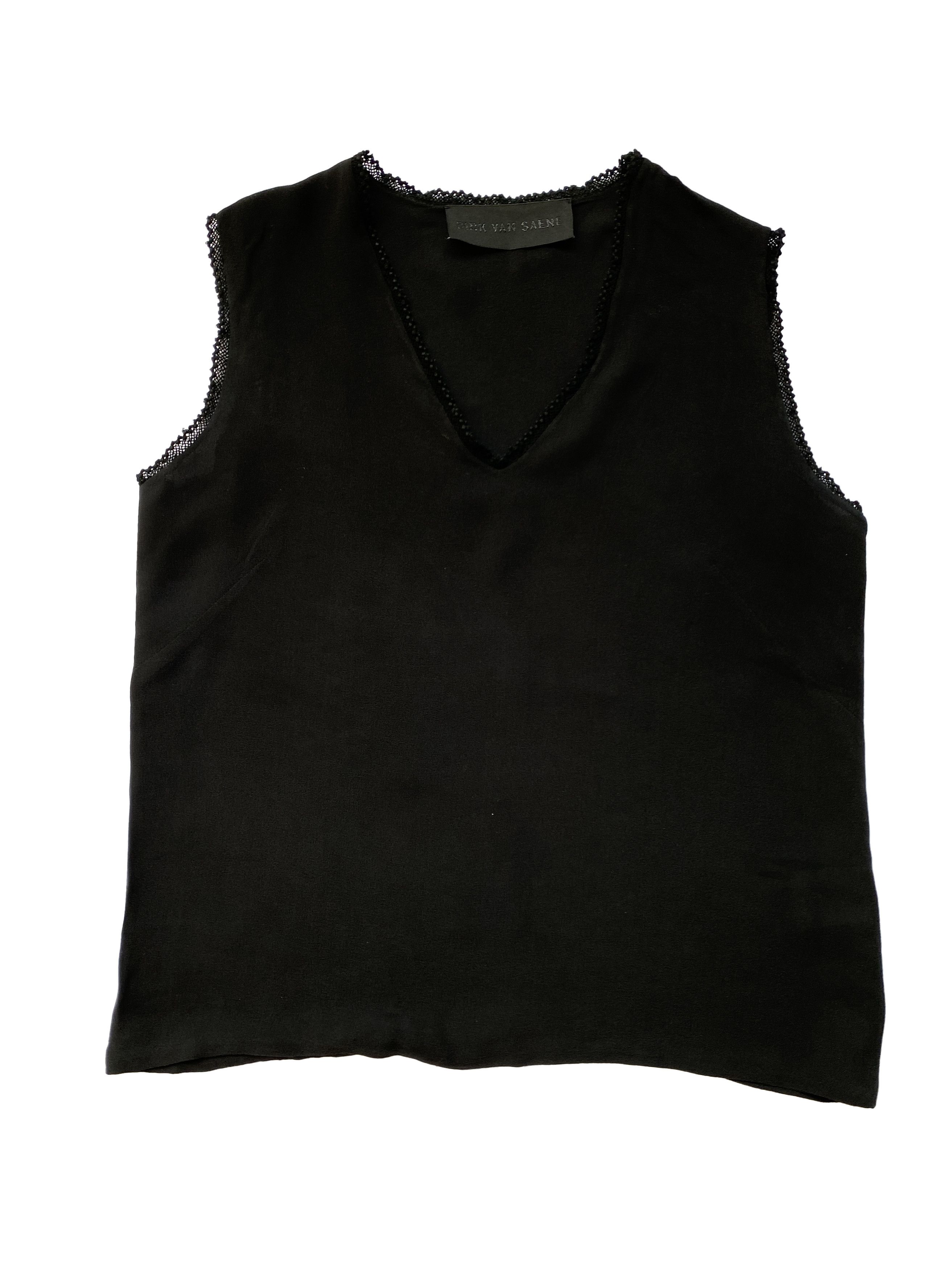 Dirk Van Saene ⚡️QUICK SALE⚡️Dirk Van Saene Black Silk Top Sleeveless Size S / US 4 / IT 40 - 1 Thumbnail