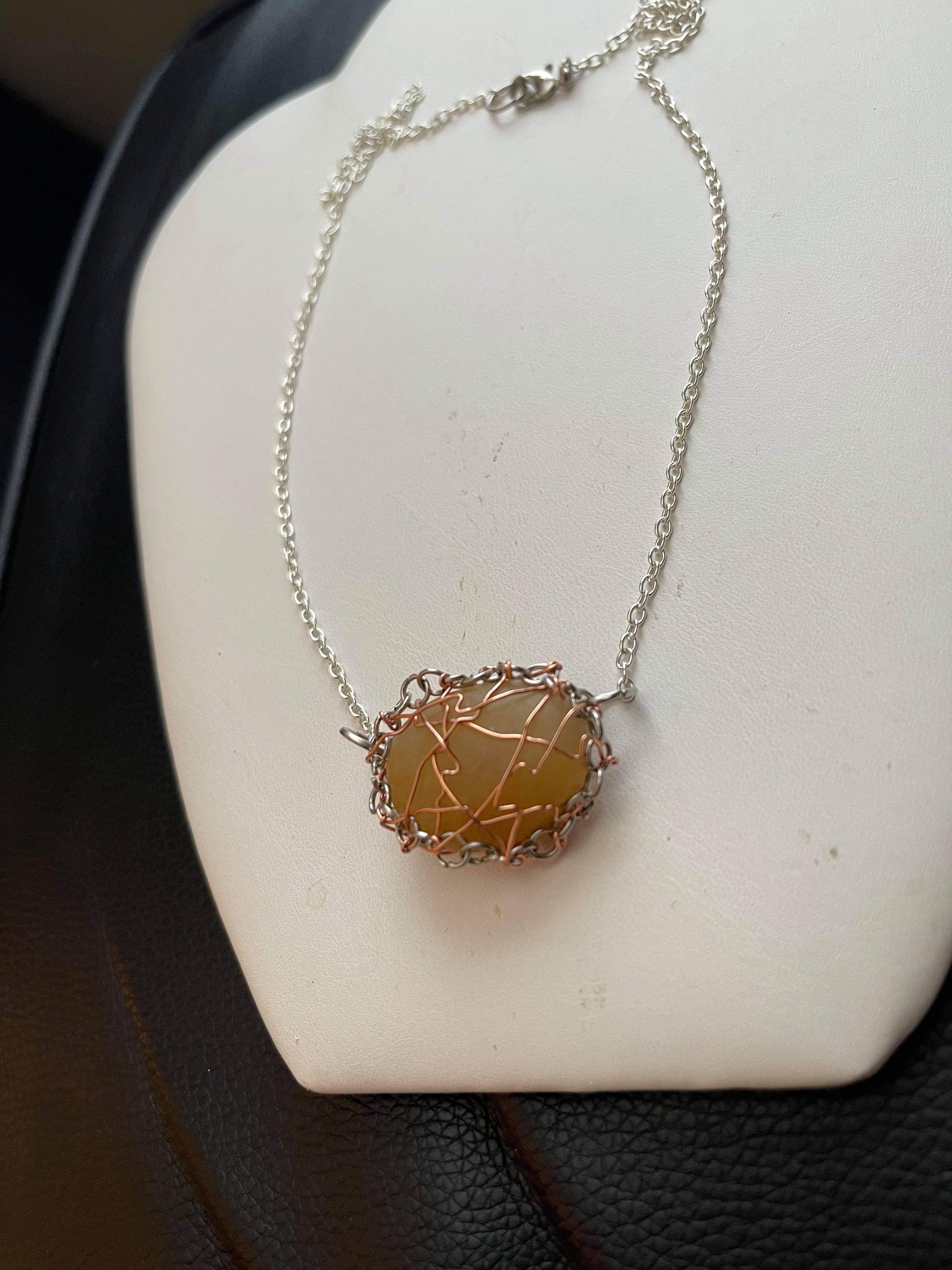 Handmade Orange quartz stone chain Necklace Size ONE SIZE - 2 Thumbnail