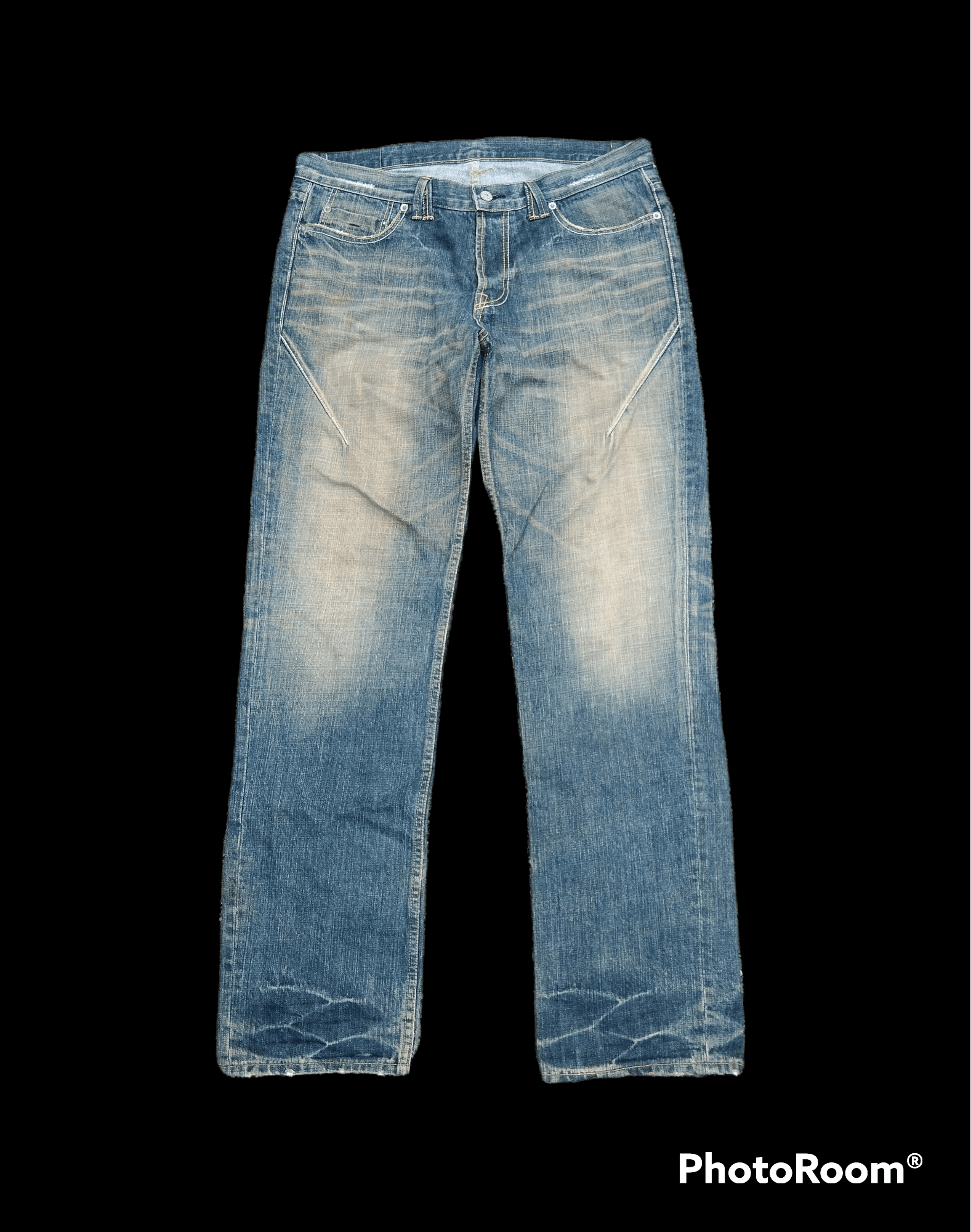 image of Distressed Denim x Hype Distressed Groove Co.,ltd Made In Japan Denim Pants in Blue Distressed (Siz