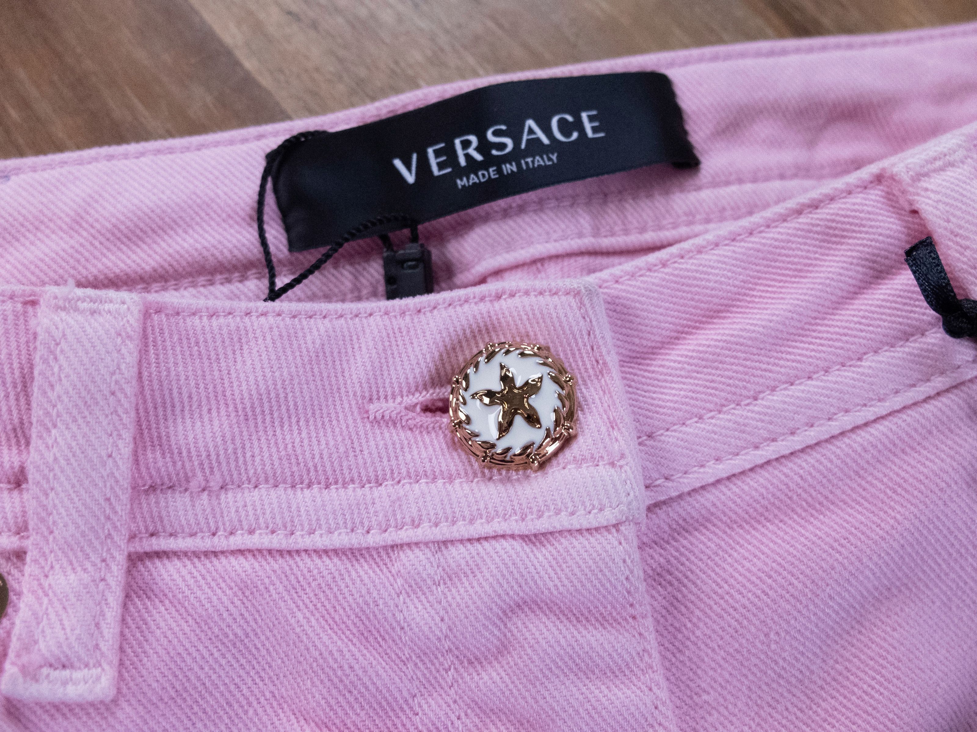 Versace VERSACE Tresor de la Mer pink straight leg jeans 27 / 4 US Size 27" / US 4 / IT 40 - 5 Thumbnail
