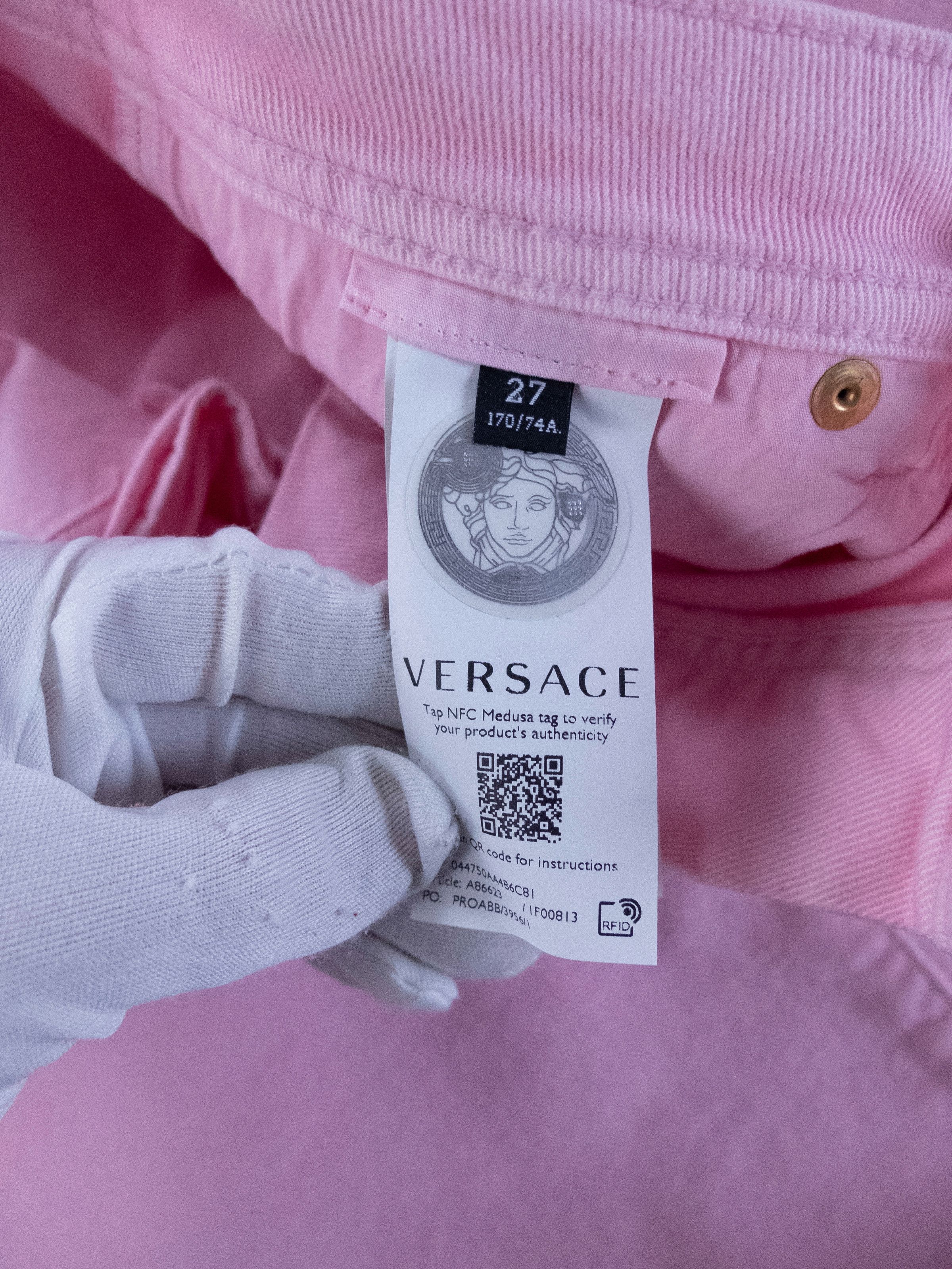 Versace VERSACE Tresor de la Mer pink straight leg jeans 27 / 4 US Size 27" / US 4 / IT 40 - 9 Thumbnail