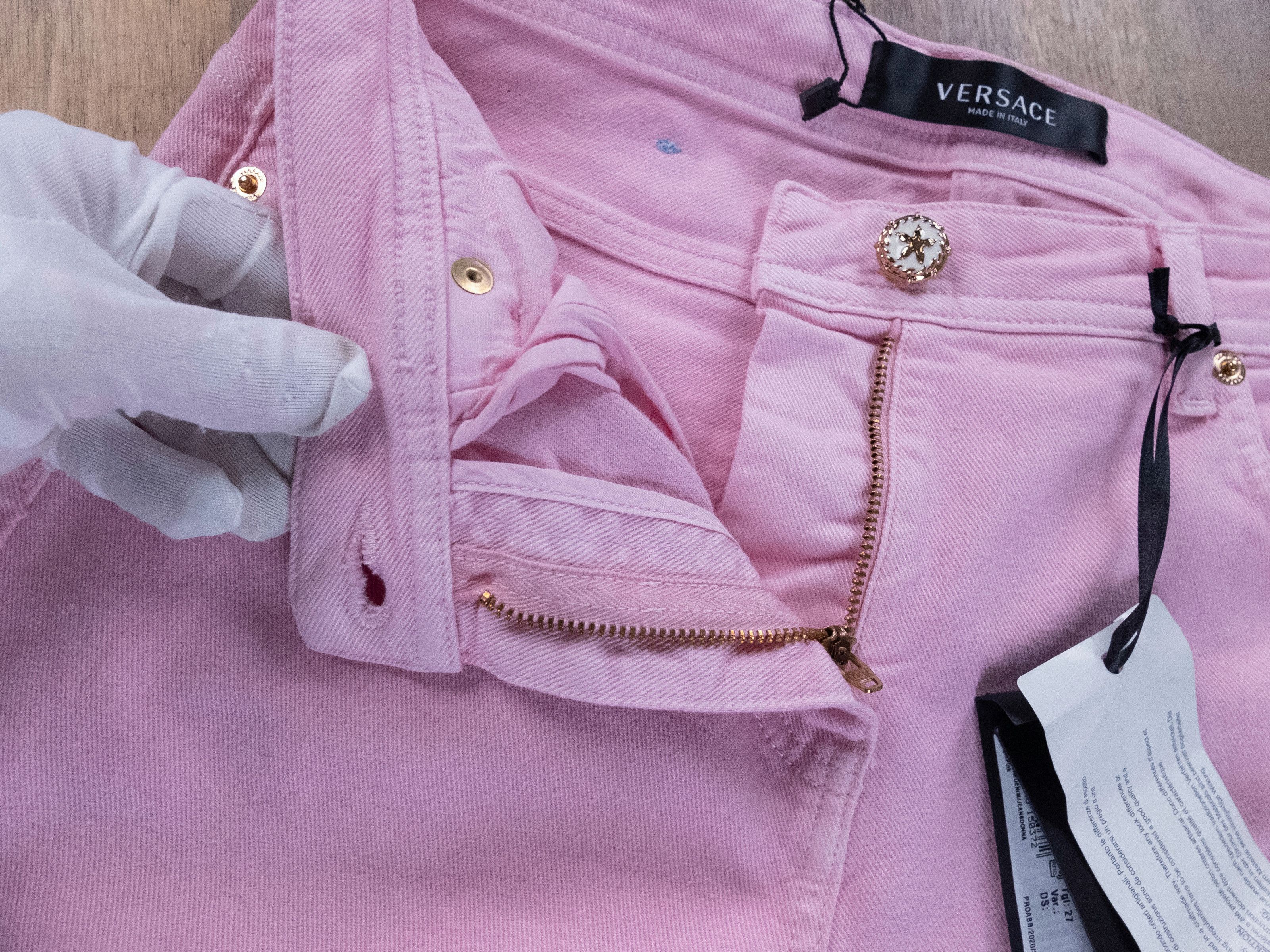 Versace VERSACE Tresor de la Mer pink straight leg jeans 27 / 4 US Size 27" / US 4 / IT 40 - 8 Thumbnail