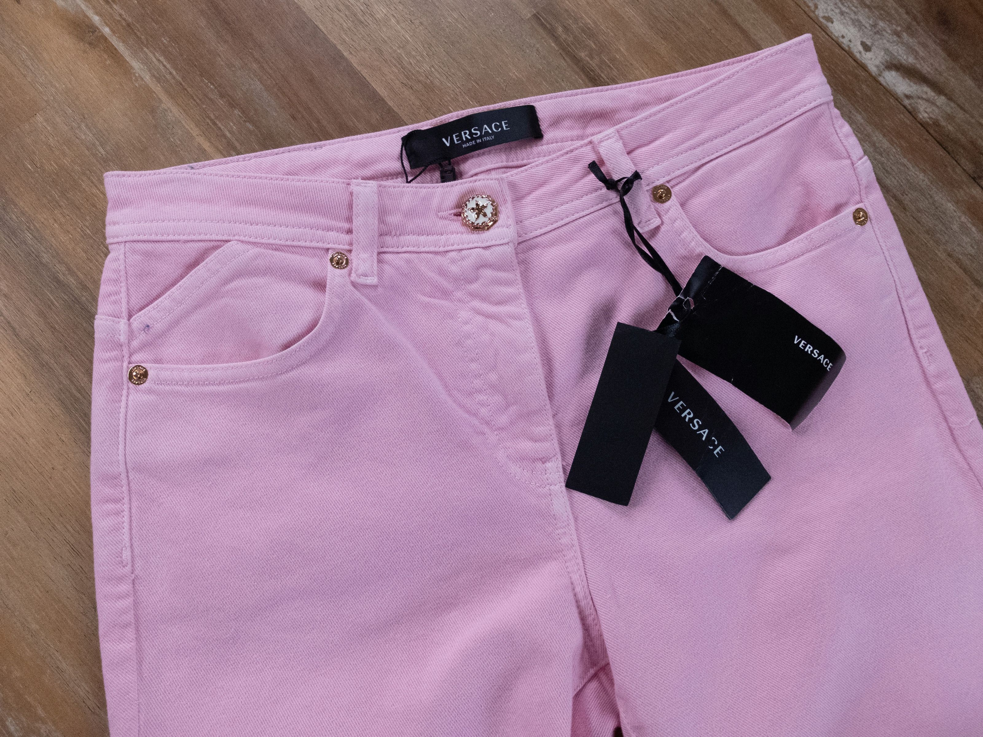 Versace VERSACE Tresor de la Mer pink straight leg jeans 27 / 4 US Size 27" / US 4 / IT 40 - 4 Thumbnail