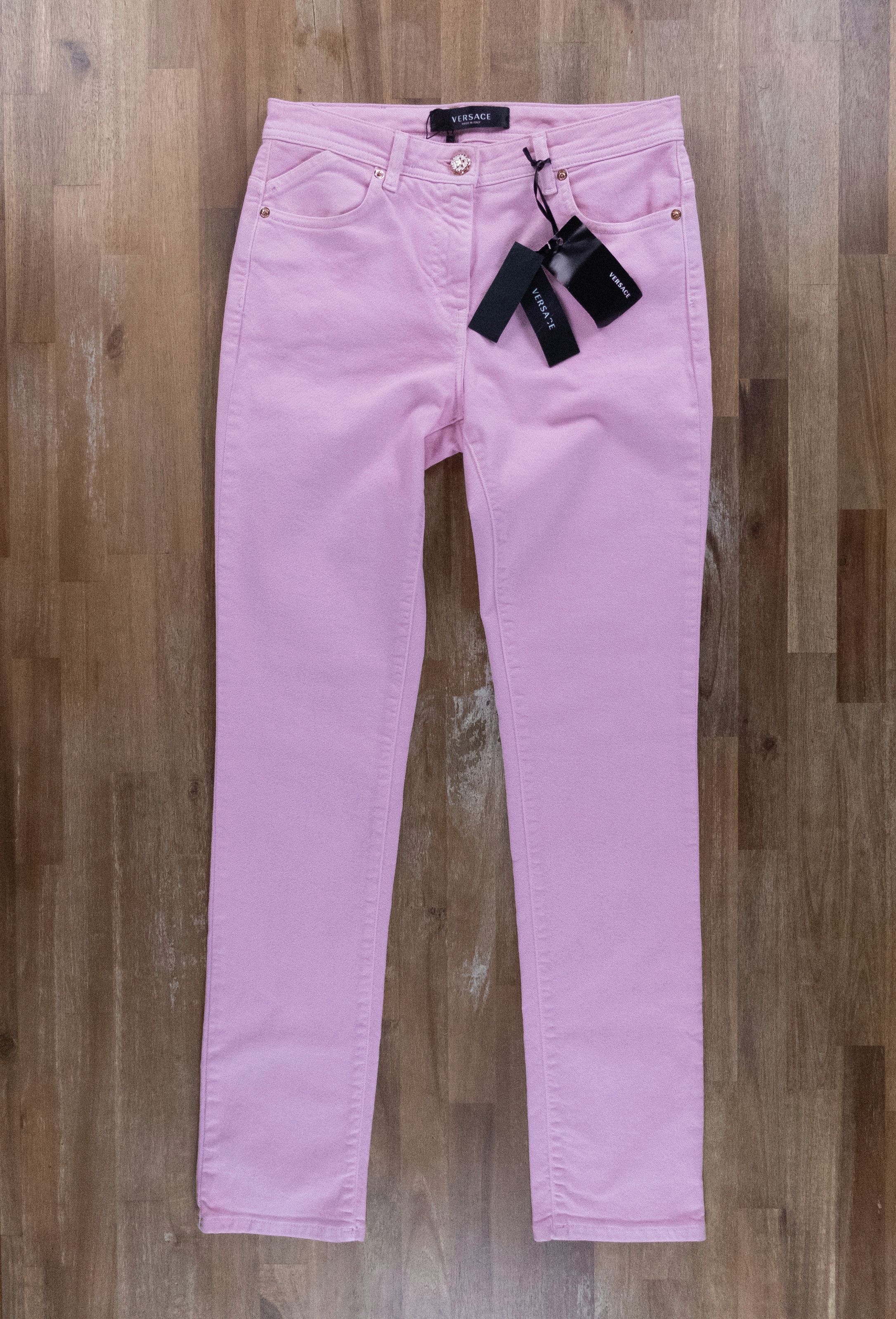 Versace VERSACE Tresor de la Mer pink straight leg jeans 27 / 4 US Size 27" / US 4 / IT 40 - 3 Thumbnail