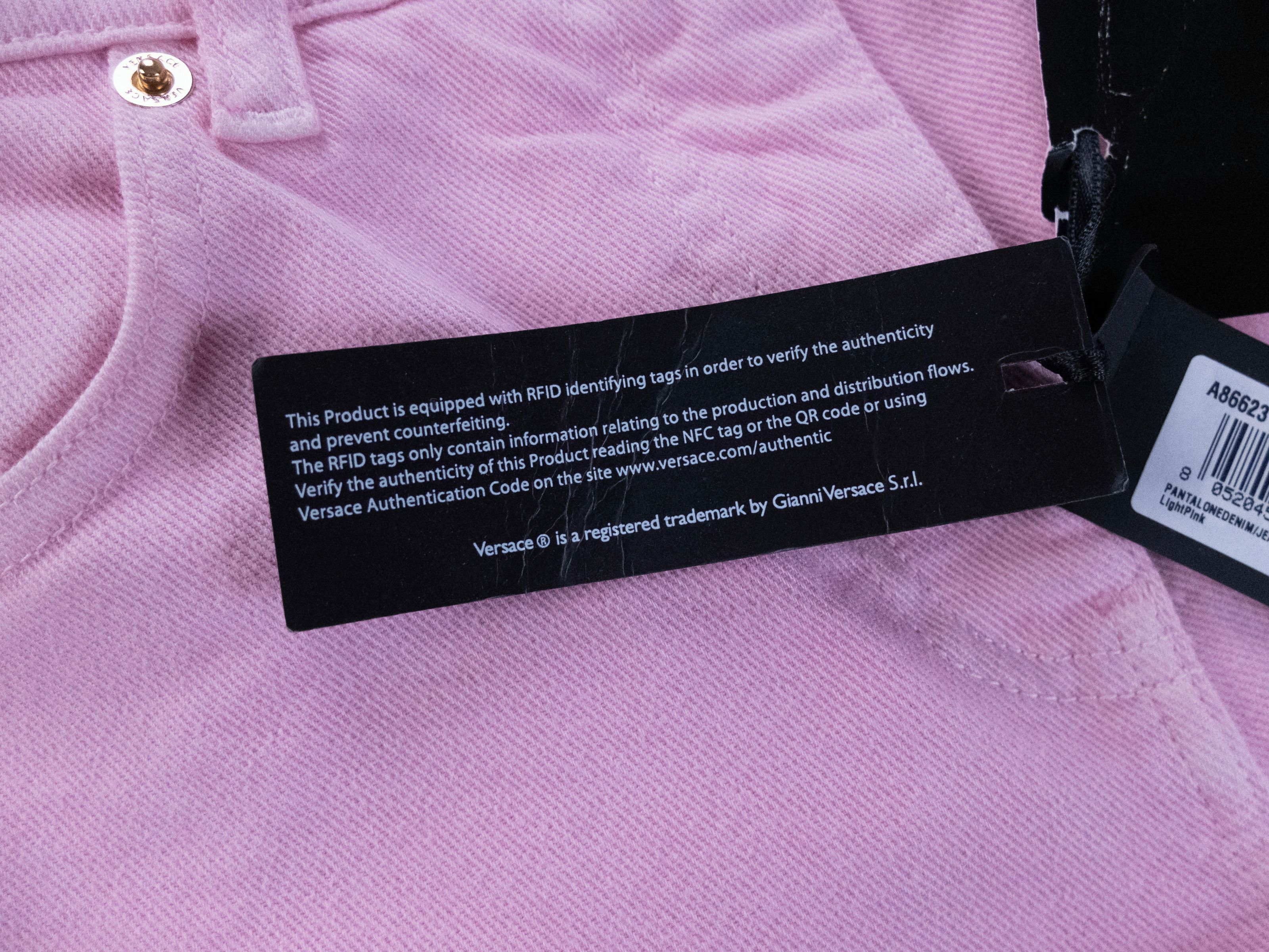 Versace VERSACE Tresor de la Mer pink straight leg jeans 27 / 4 US Size 27" / US 4 / IT 40 - 7 Thumbnail