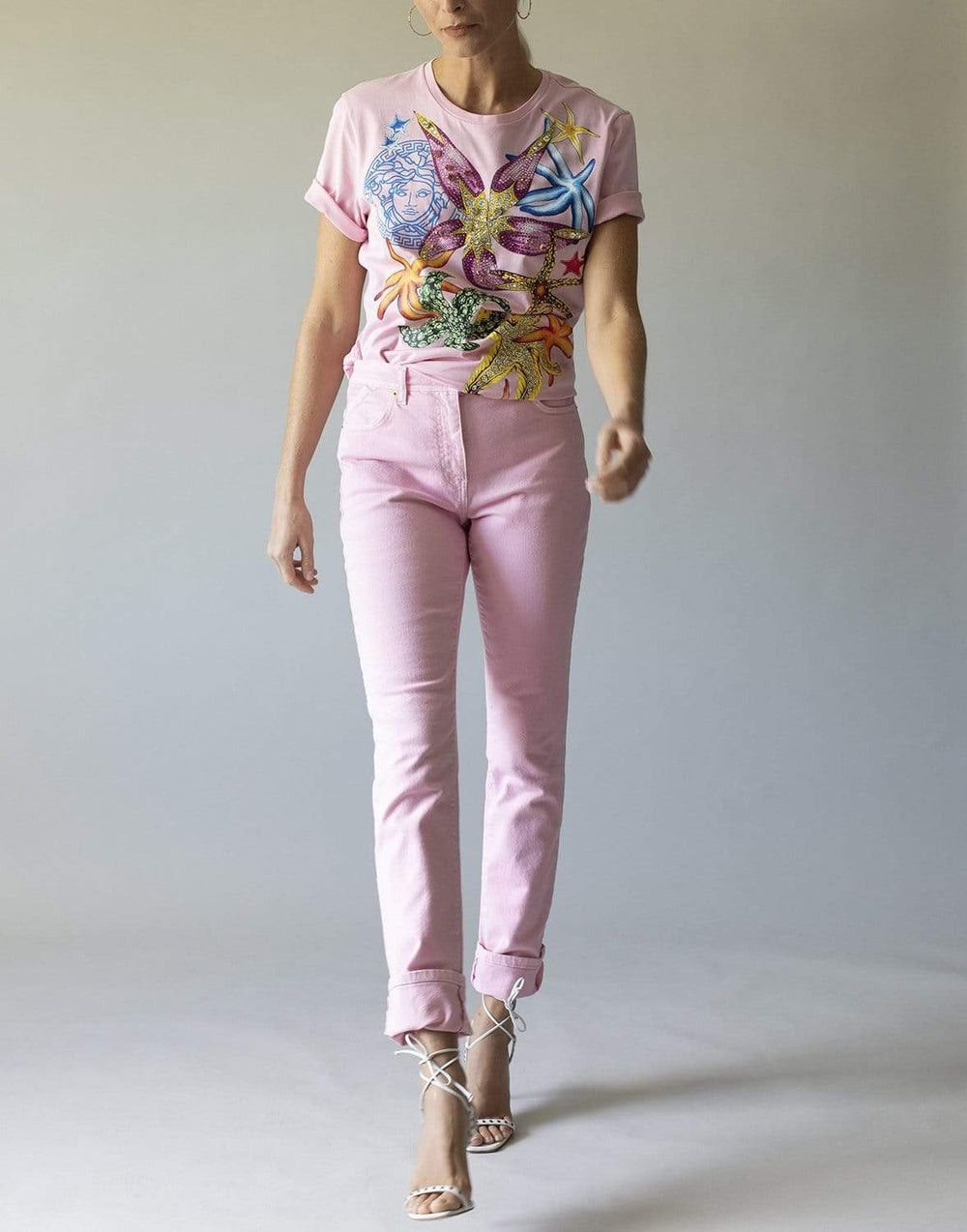 Versace VERSACE Tresor de la Mer pink straight leg jeans 27 / 4 US Size 27" / US 4 / IT 40 - 2 Thumbnail