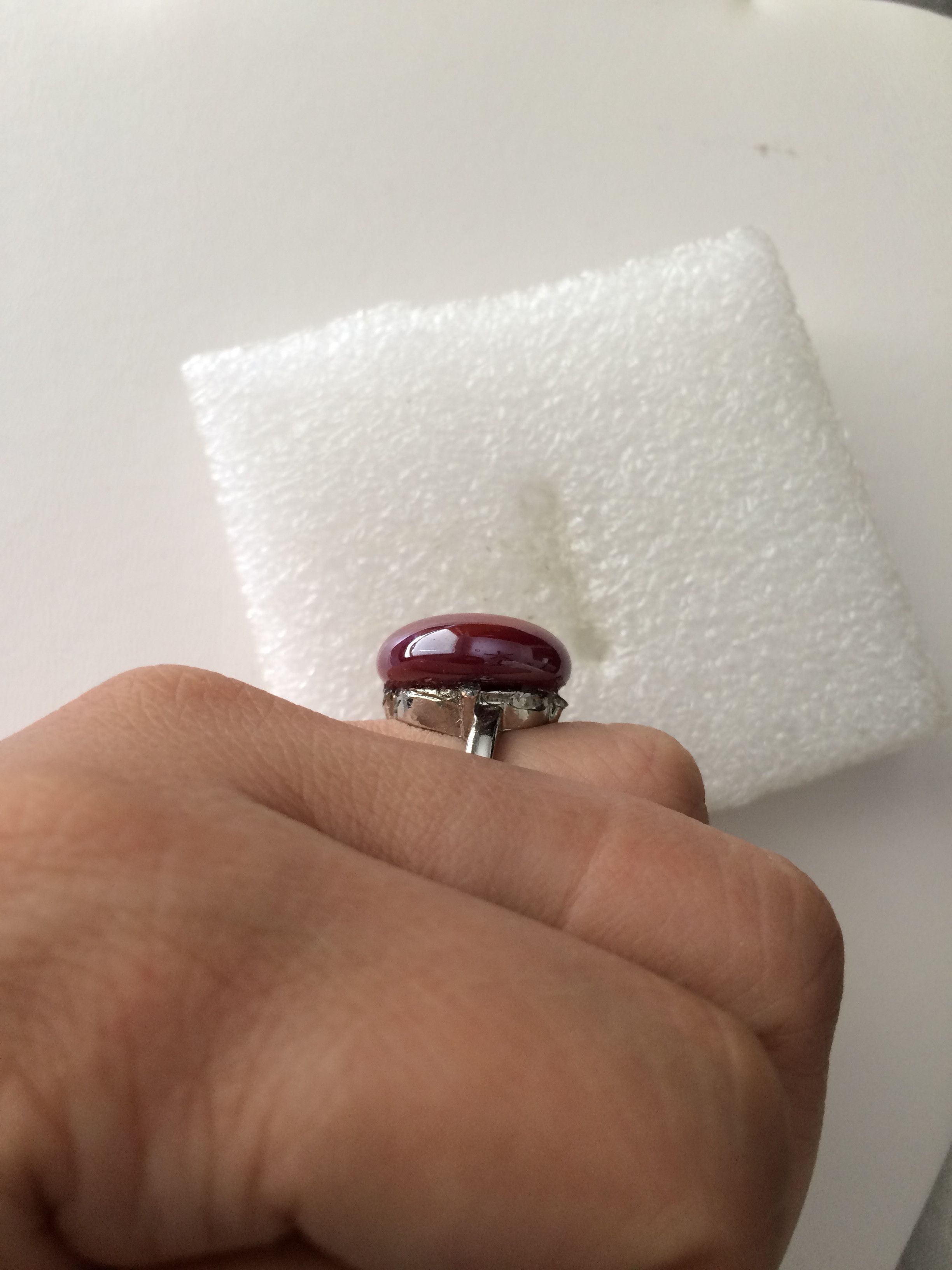 Handmade × Jewelry Red Glass Round Ring - Size 5 Size ONE SIZE - 4 Thumbnail