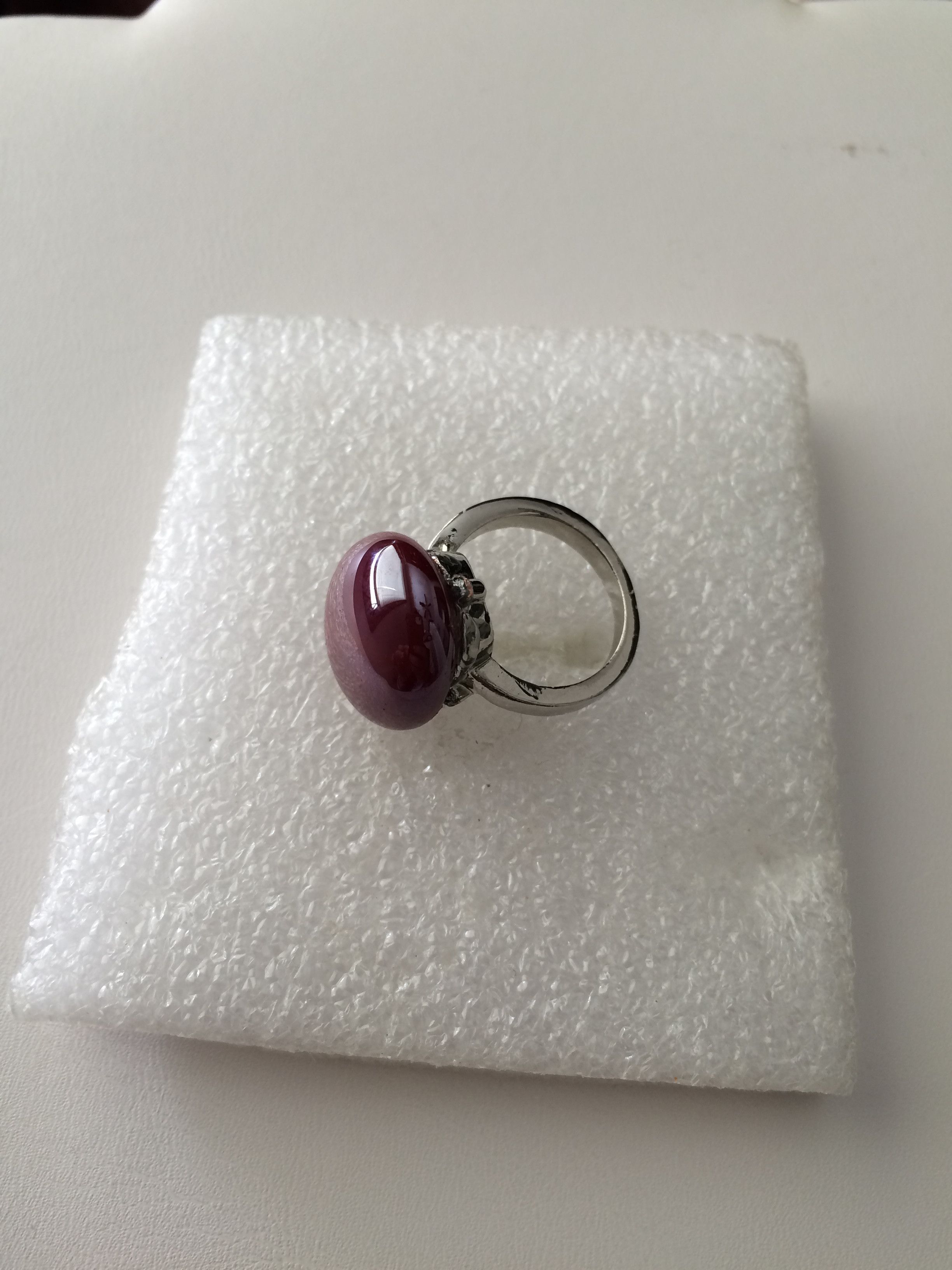 Handmade × Jewelry Red Glass Round Ring - Size 5 Size ONE SIZE - 2 Thumbnail