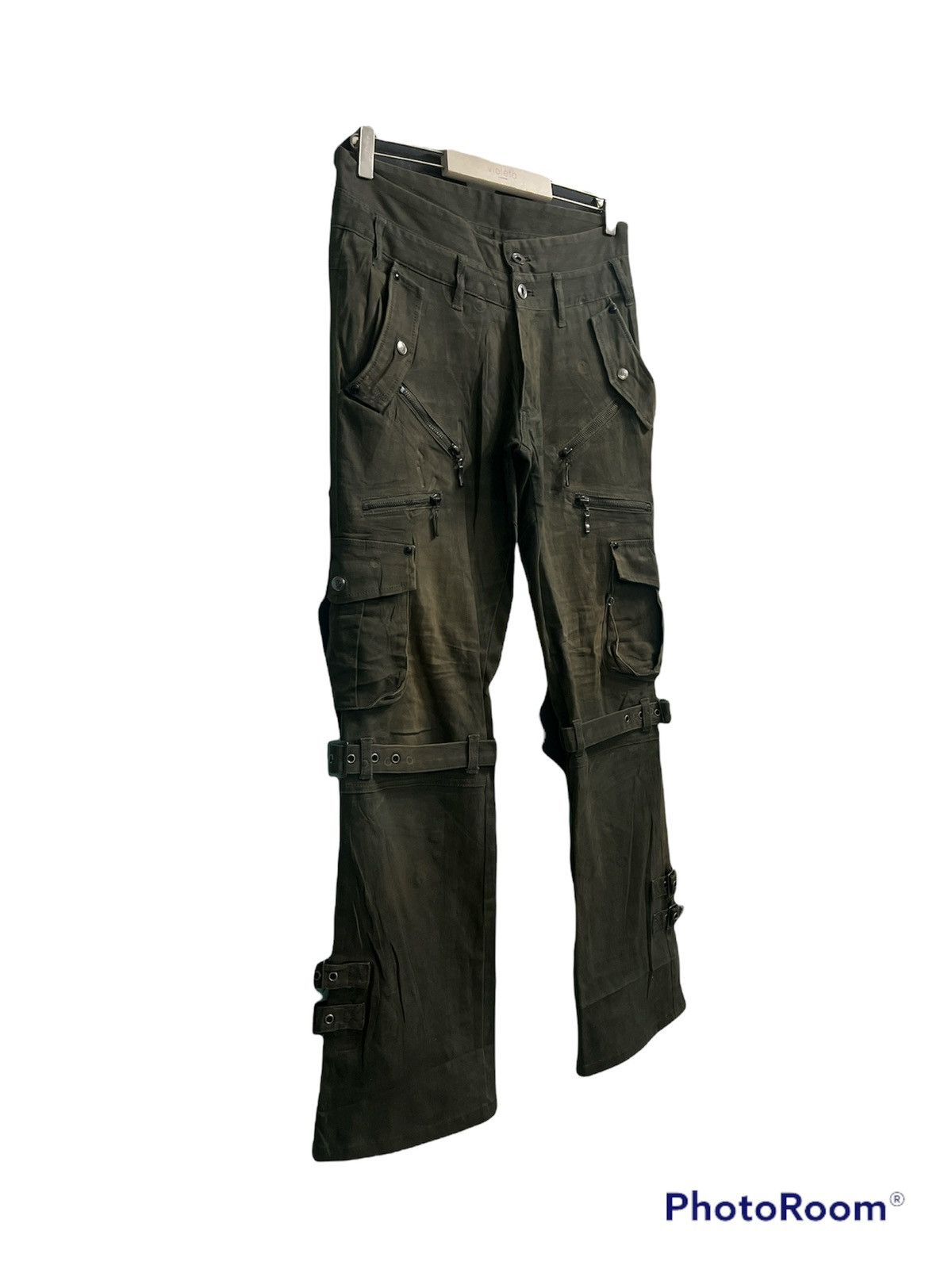 Japanese Brand Fire🔥Semantic Design Faded Boundage Cargo Pants Size US 32 / EU 48 - 2 Thumbnail