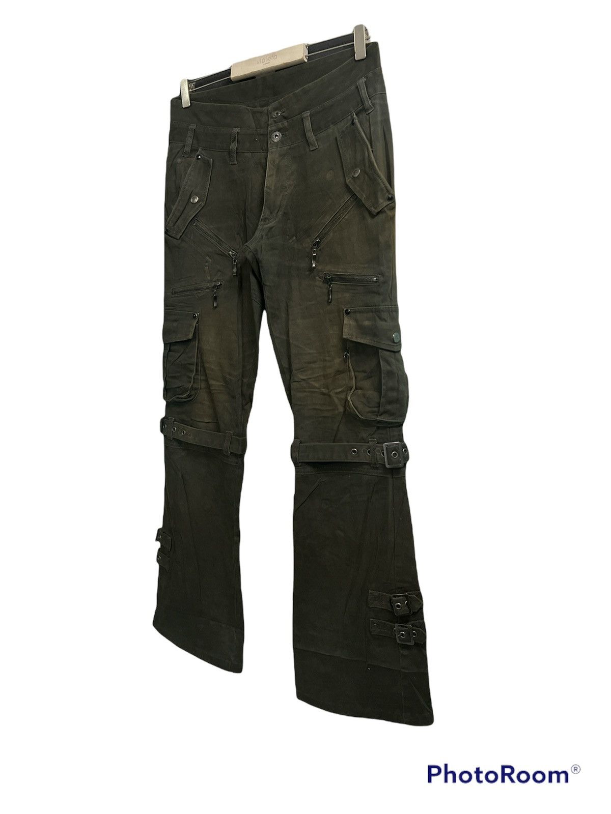 Japanese Brand Fire🔥Semantic Design Faded Boundage Cargo Pants Size US 32 / EU 48 - 3 Thumbnail