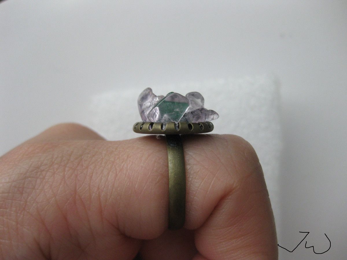 Handmade × Jewelry Jade and Amethyst chips ring Size ONE SIZE - 4 Thumbnail