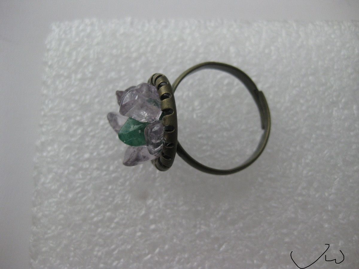 Handmade × Jewelry Jade and Amethyst chips ring Size ONE SIZE - 2 Thumbnail